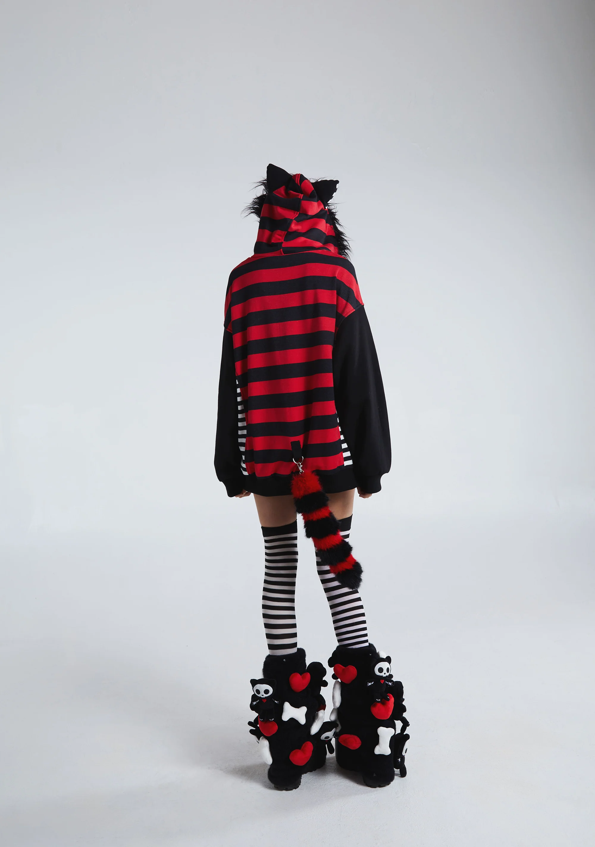 Stripes And Tails Oversized Graphic Hoodie - Image 9
