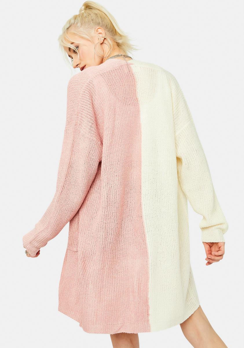 Peach Kept It Cute Two-Tone Cardigan - Image 4