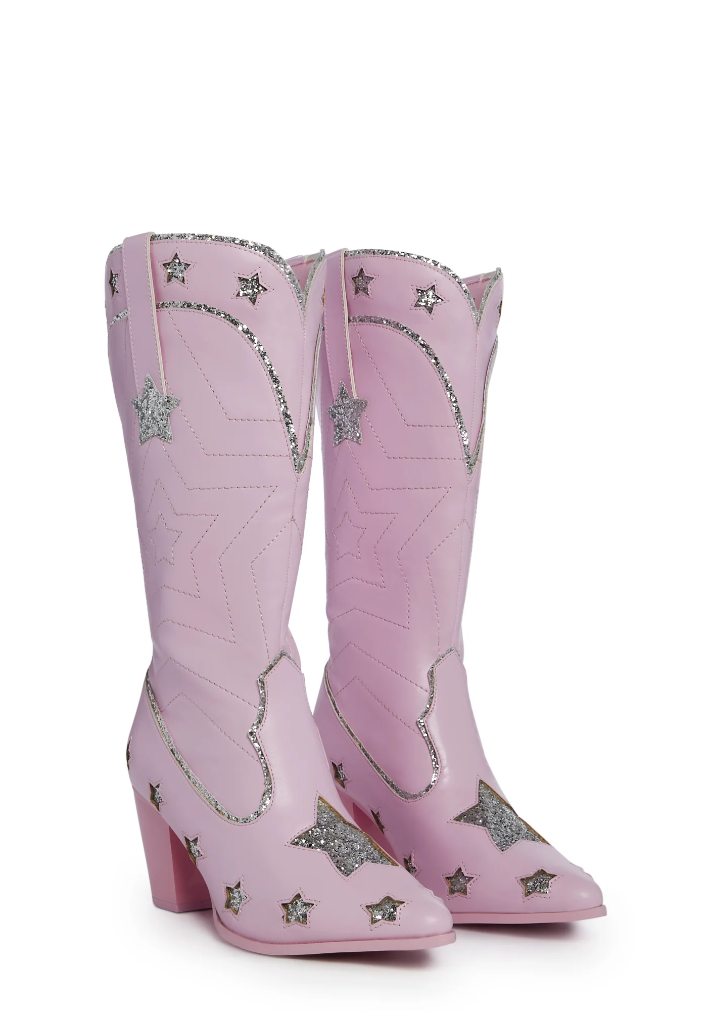 Pearl Star Space Cowgirl Boots - Pink/Silver - Image 3