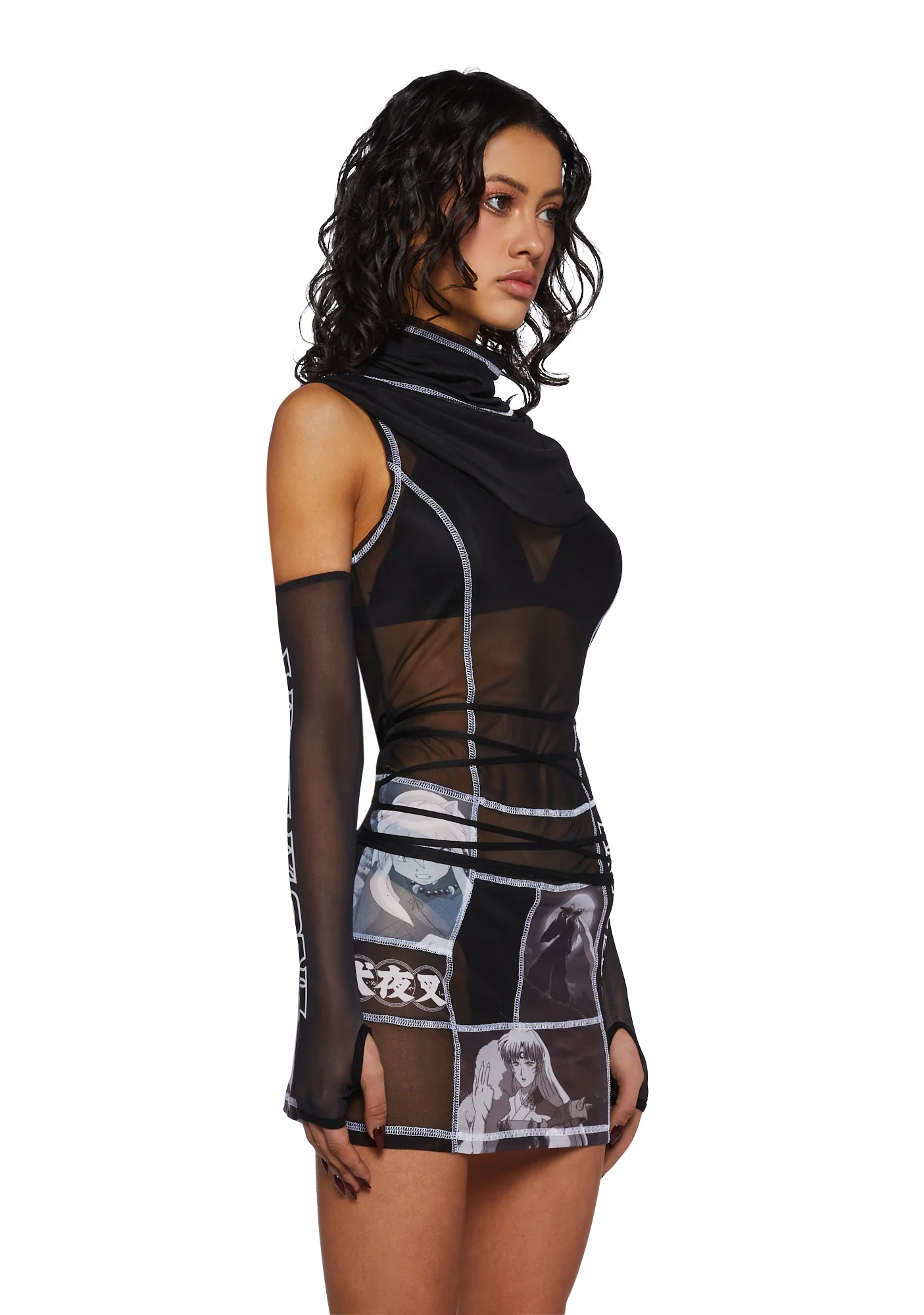 Phantom Showdown Mesh Dress And Gloves Set - Image 3