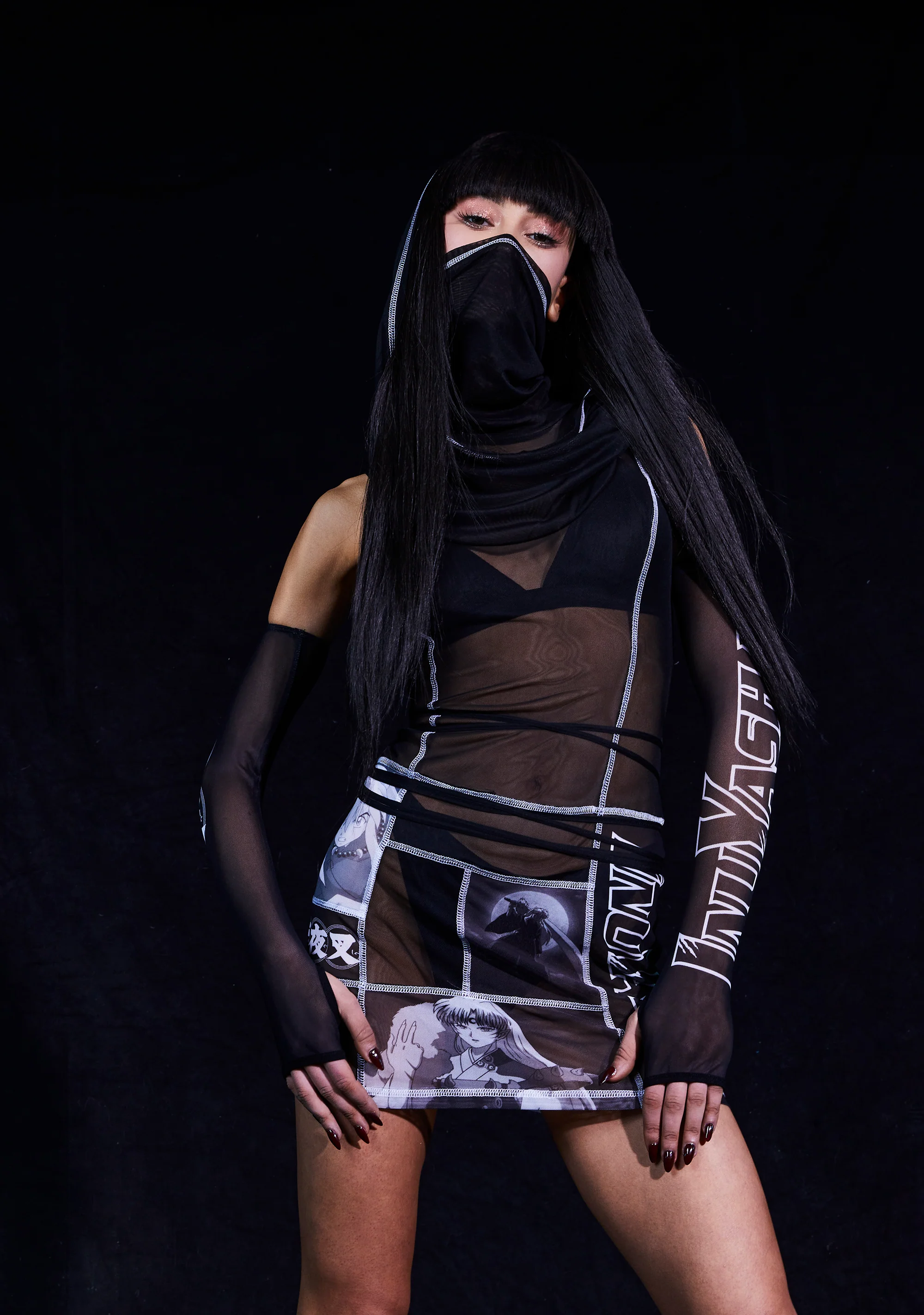 Phantom Showdown Mesh Dress And Gloves Set - Image 6