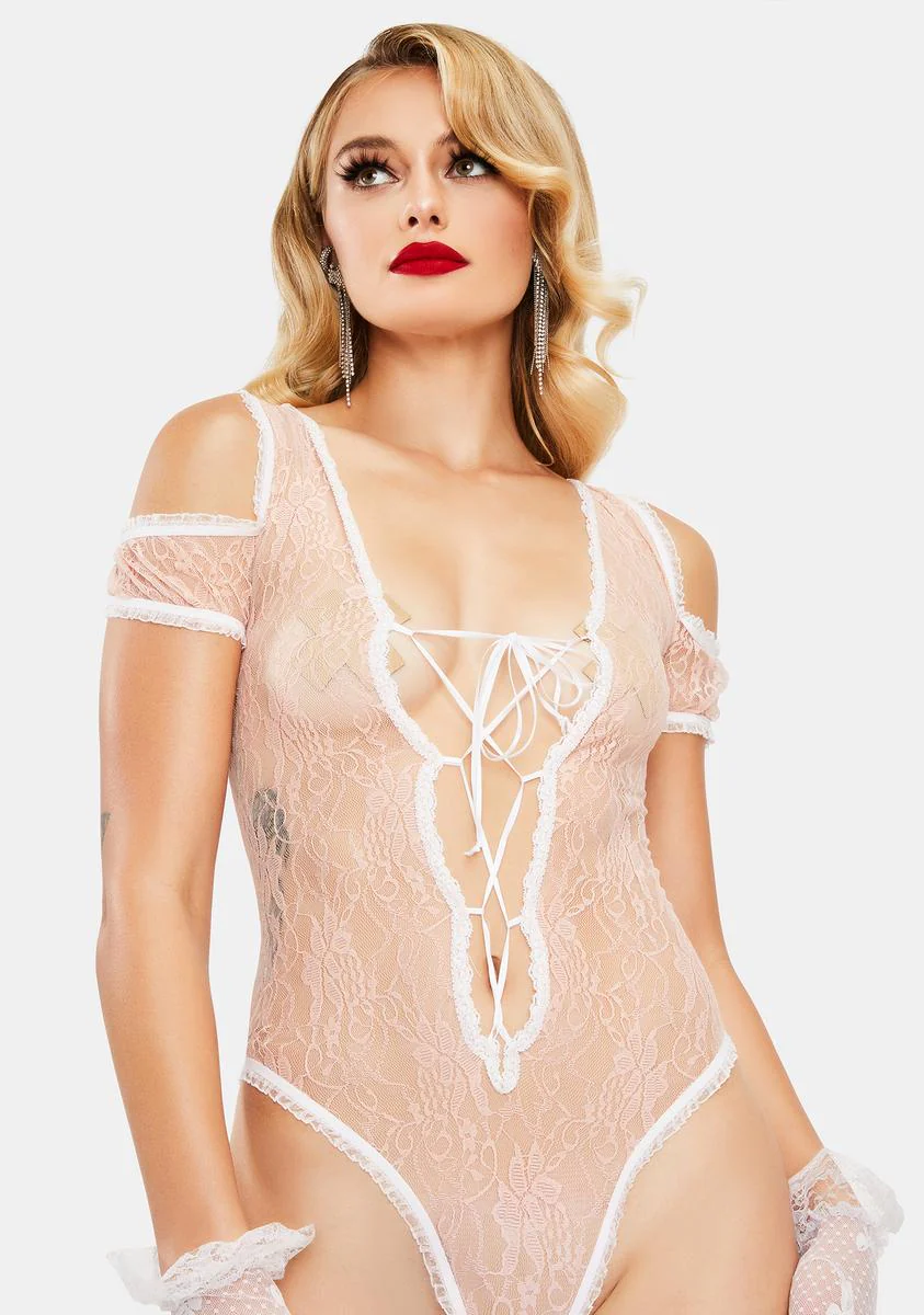 Pink Floate Lace Teddy - Image 2