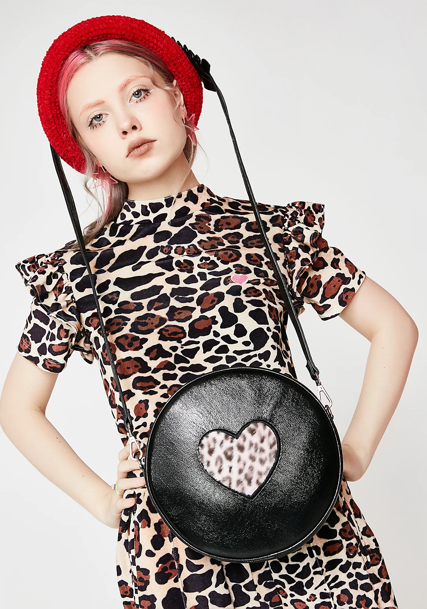 Pink Fur Heart Vinyl Bag - Image 5
