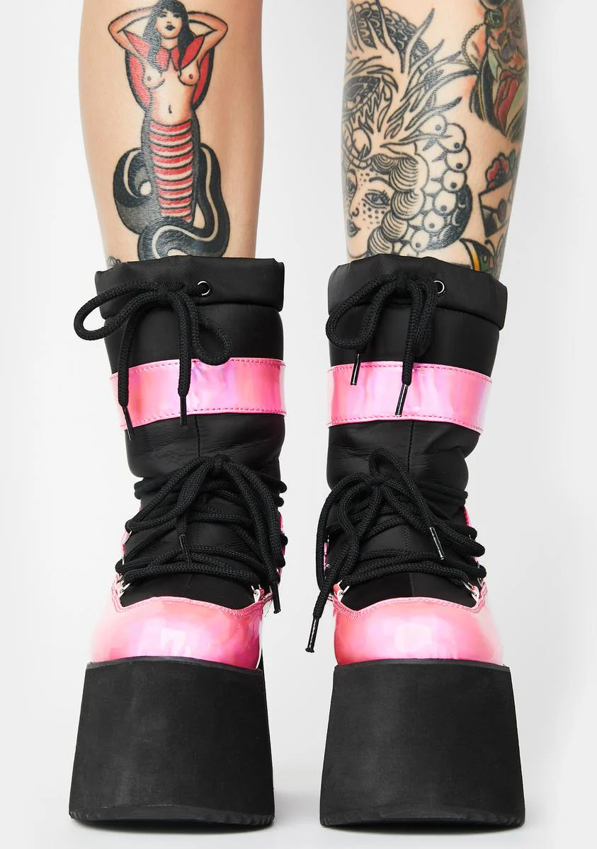 Pink Holographic Qronic Winter Boots - Image 3
