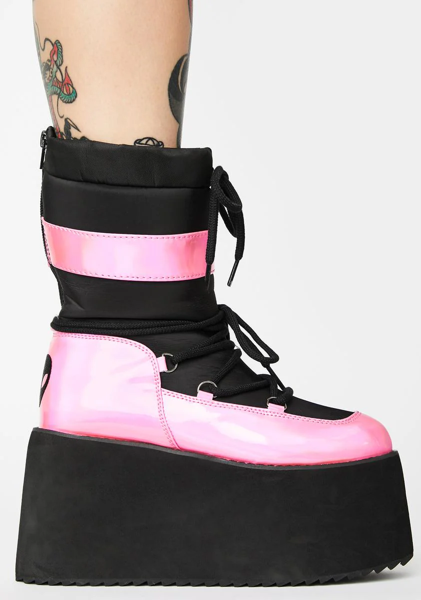 Pink Holographic Qronic Winter Boots - Image 4