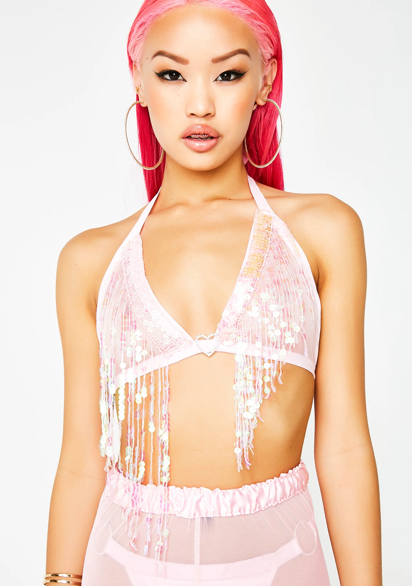 Pink Sheer Sequin Bralet - Image 3