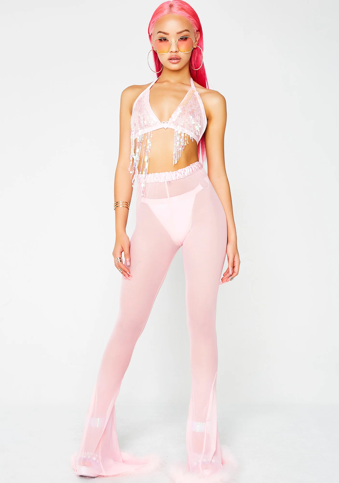 Pink Sheer Sequin Bralet - Image 5