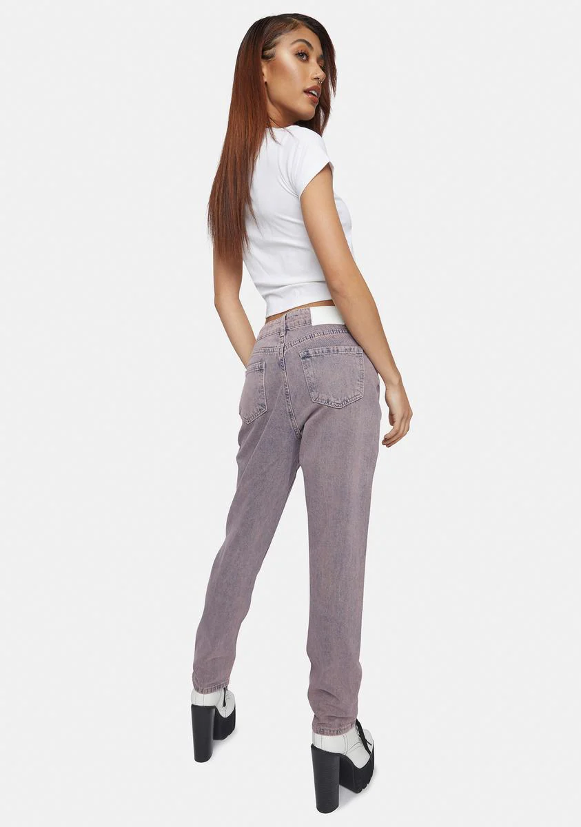 Pink Tint High Waist Denim Jeans - Image 4