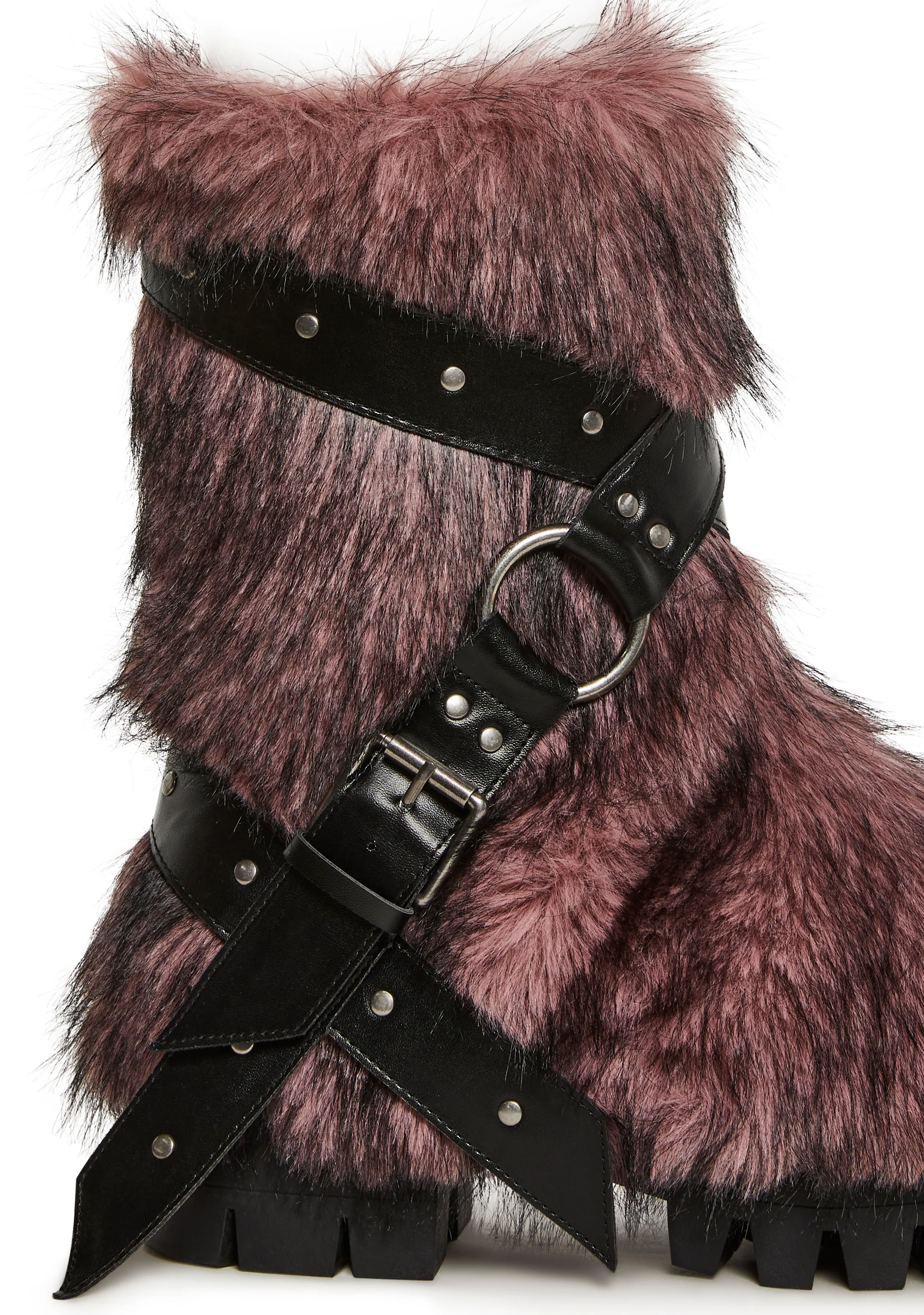 Low Wild Instincts Faux Fur Combat Boots - Pink - Image 2