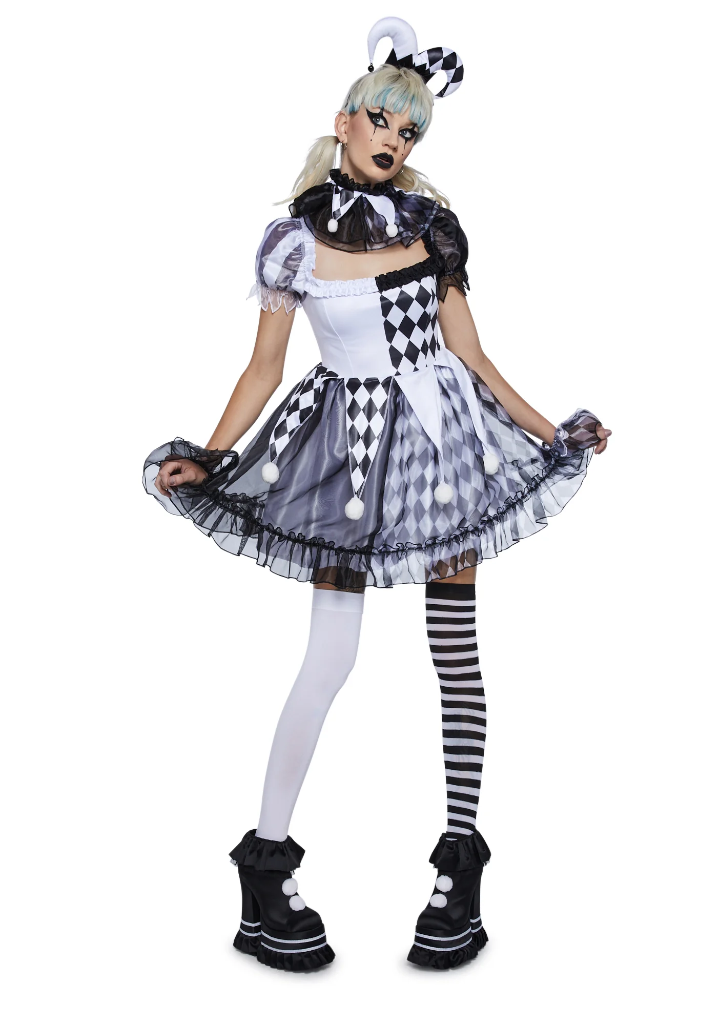 Pinwheel Fantasy Jester Costume - Black - Image 2