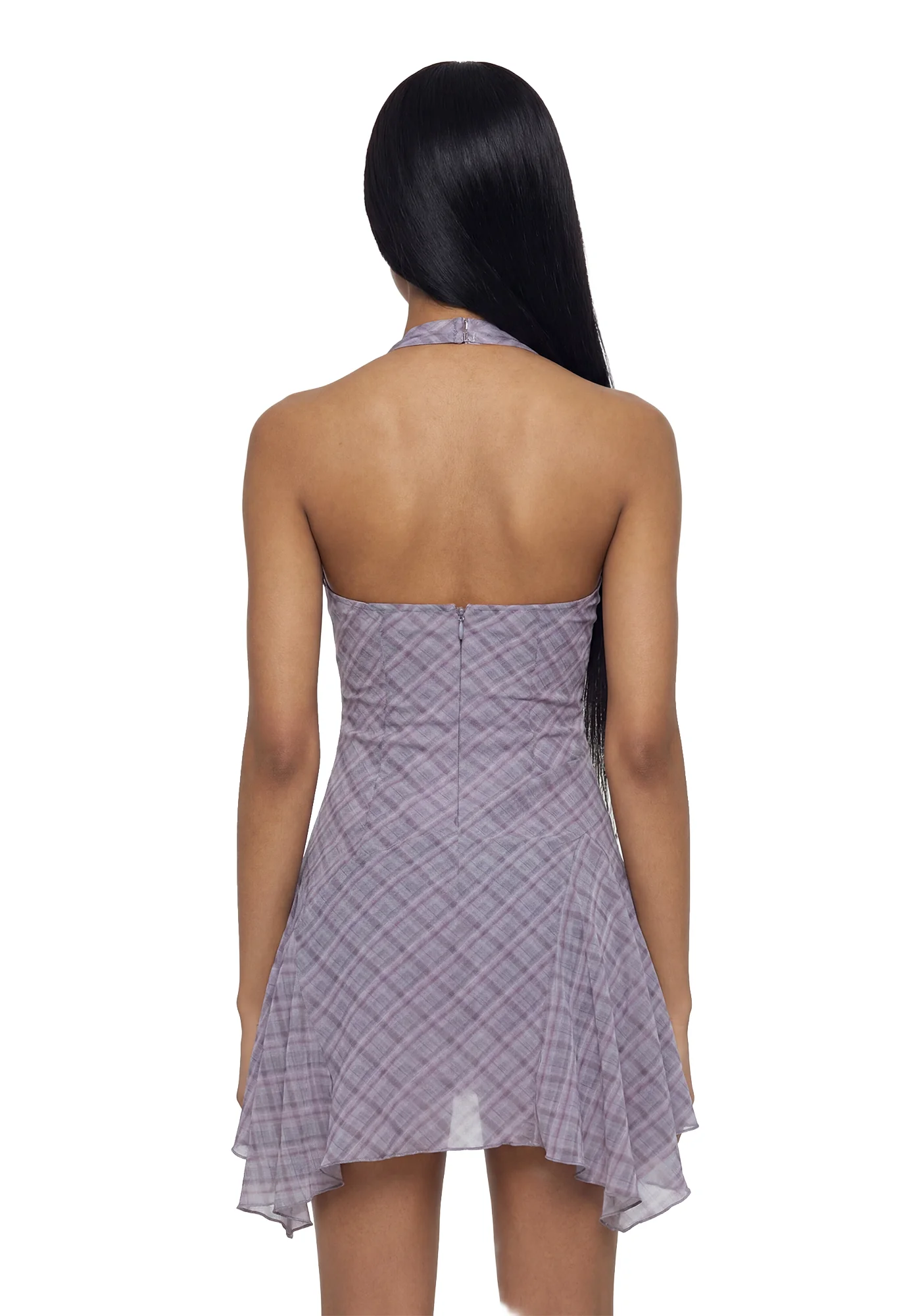 Essex Plaid Halter Dress - Purple - Image 4