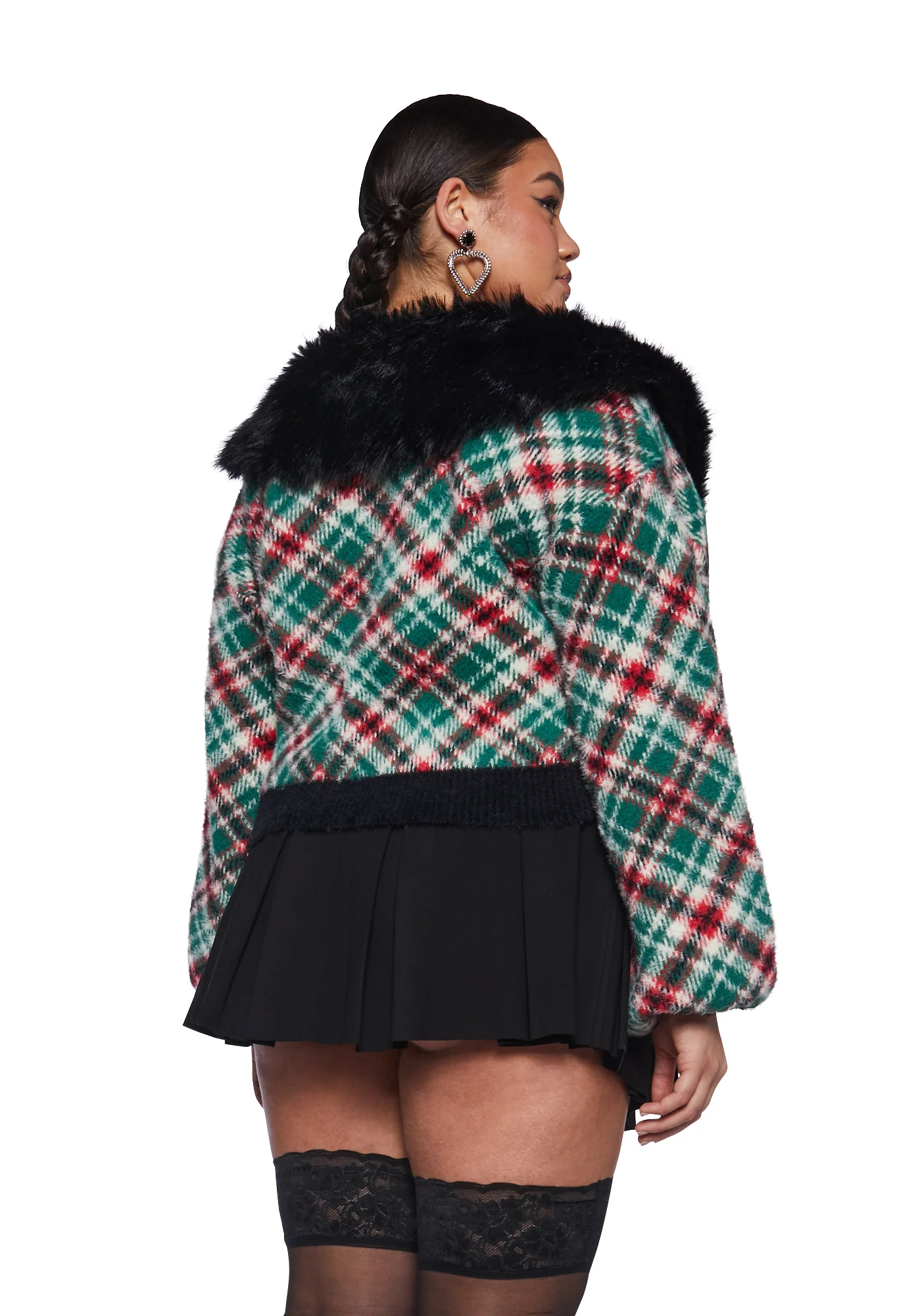 Plus Holiday Party Plaid Cardigan - Image 4