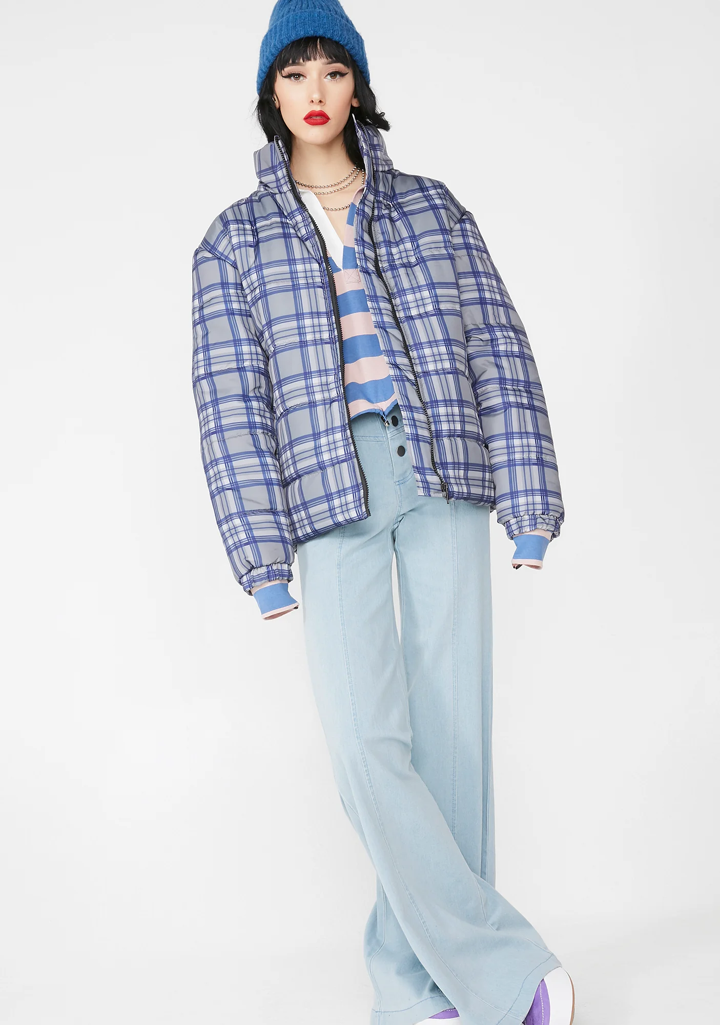 Plaid Puffer Jacket - Image 3