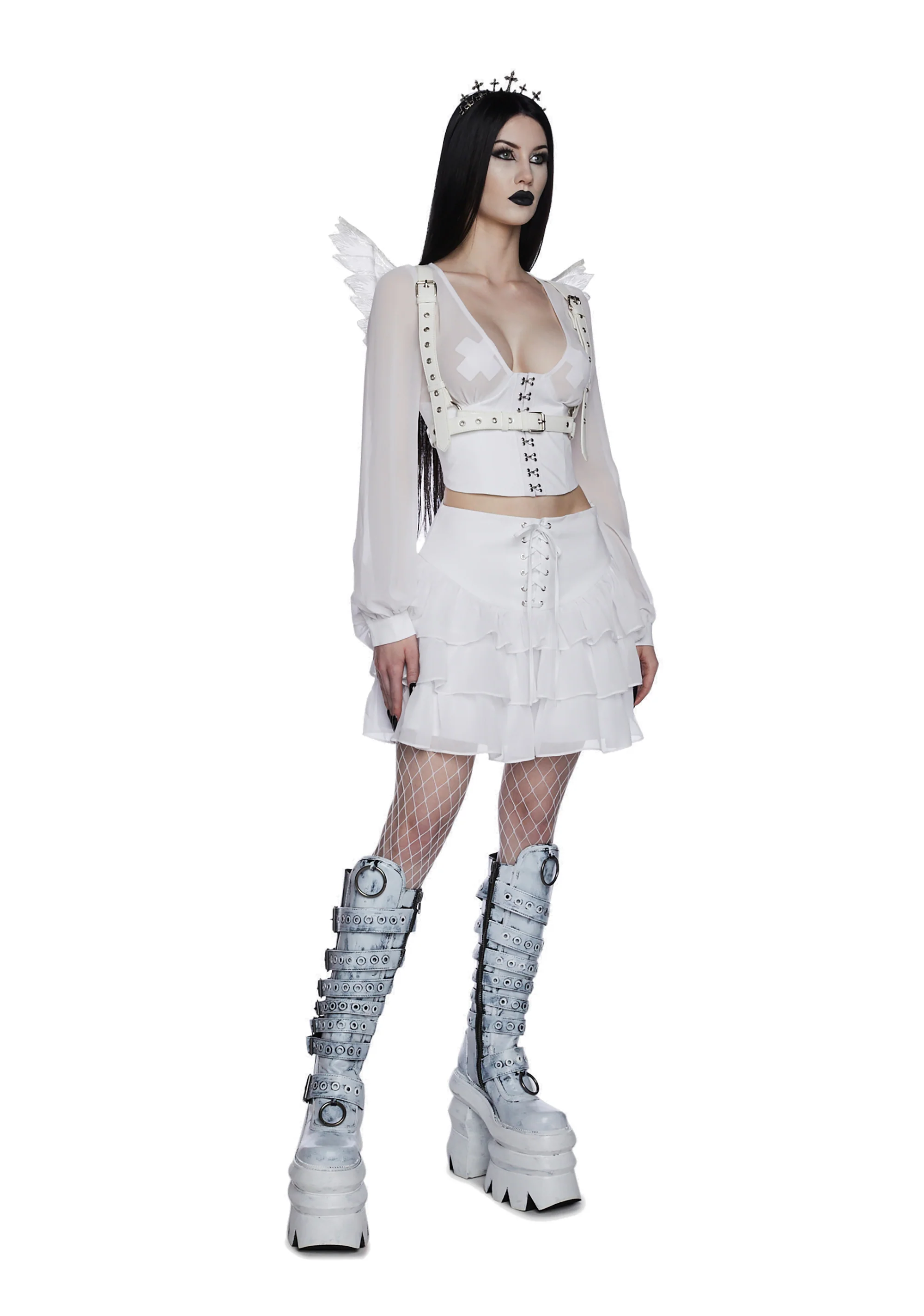 Pleasing Terrors Chiffon Blouse - White - Image 2