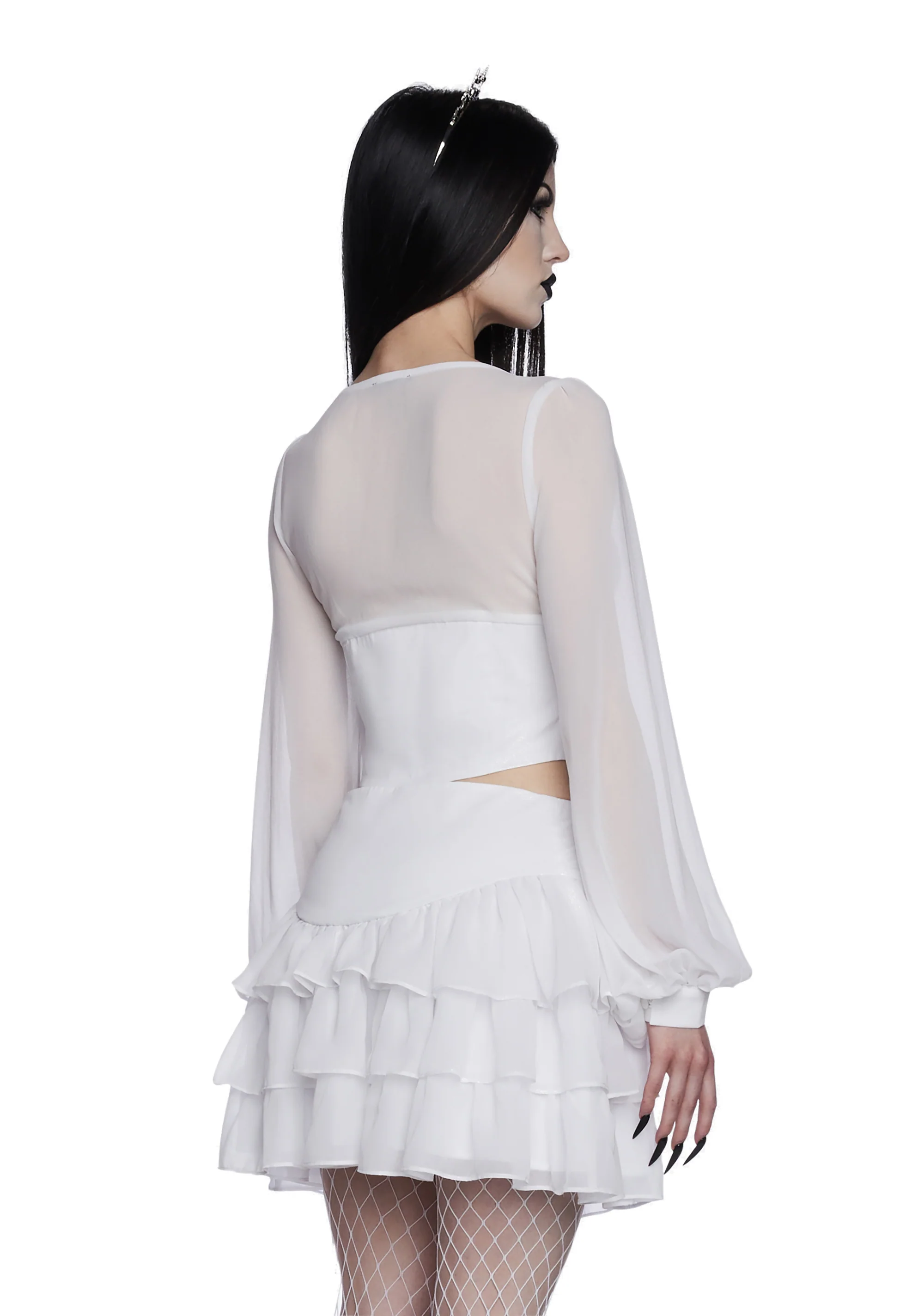Pleasing Terrors Chiffon Blouse - White - Image 3