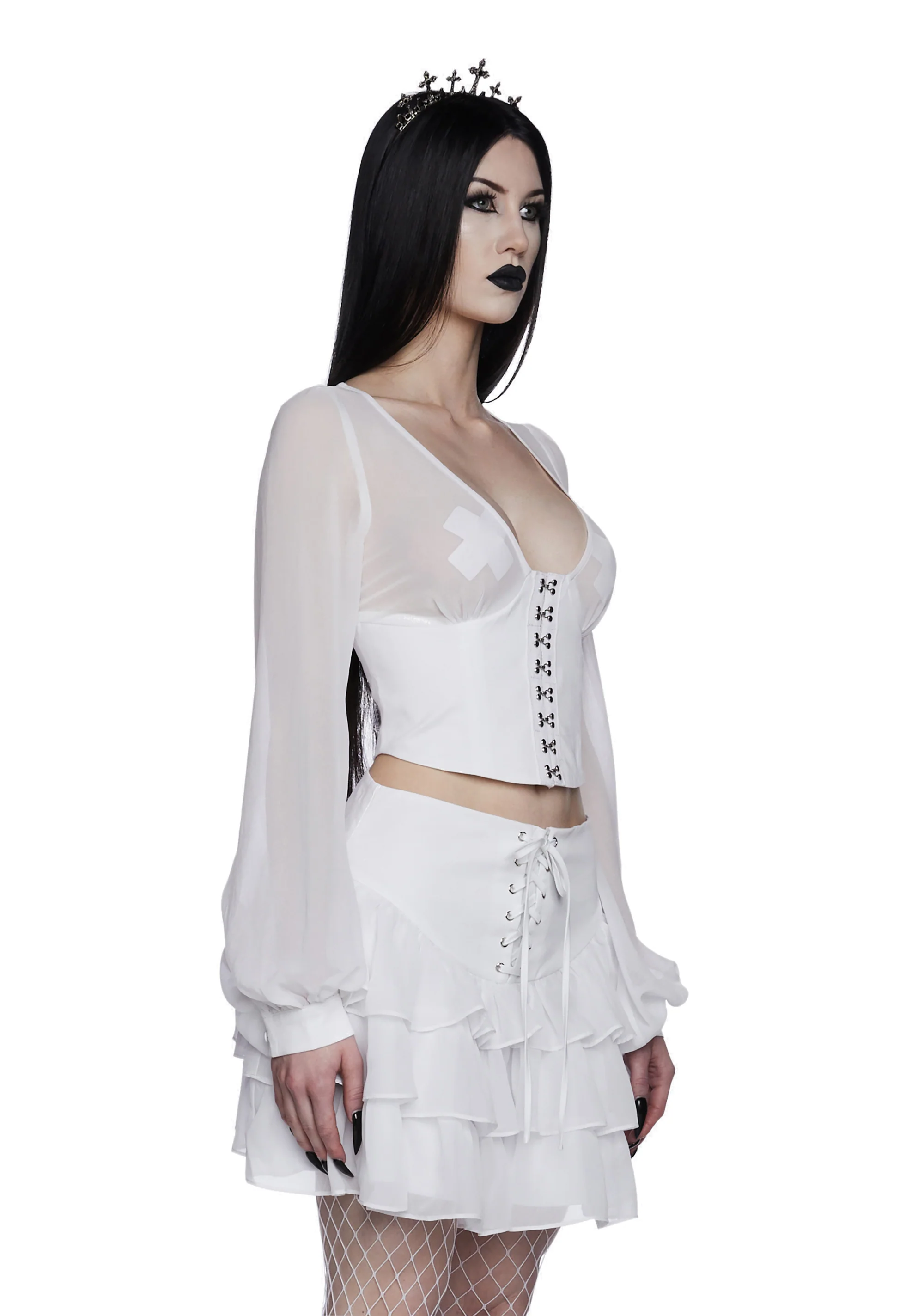 Pleasing Terrors Chiffon Blouse - White - Image 4