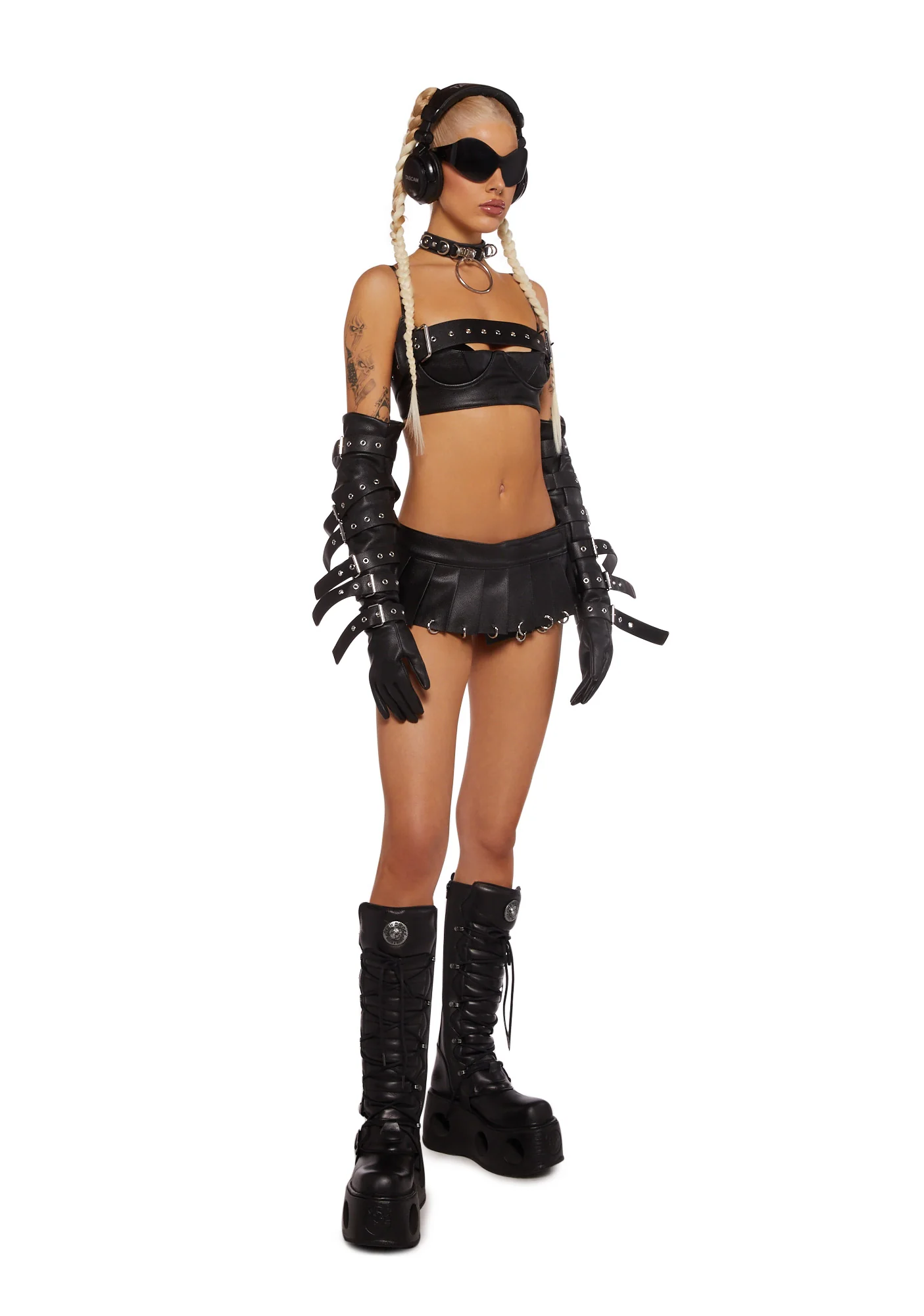 Pleated Mini Skirt With Rings - Image 2
