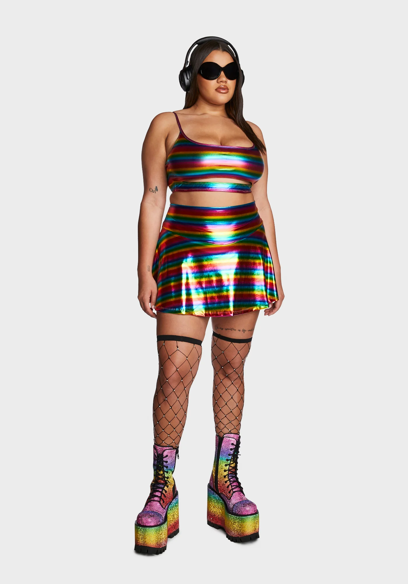 Plus Color Me Happy Striped Mini Skort - Image 5