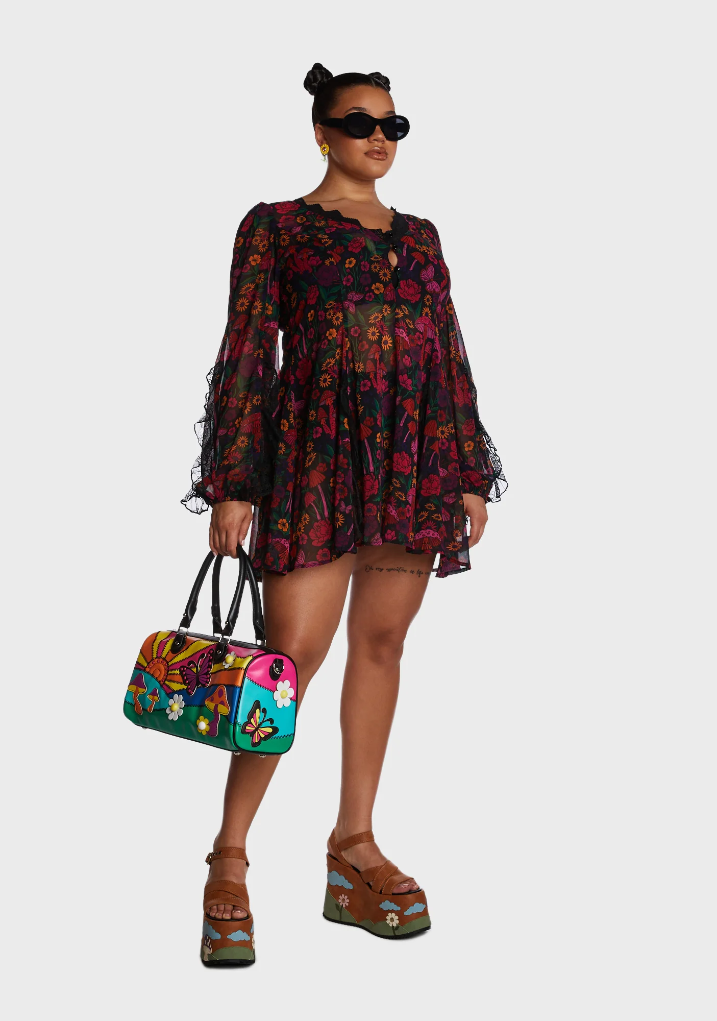 Plus Daydreamer Floral Mini Dress - Multi - Image 2