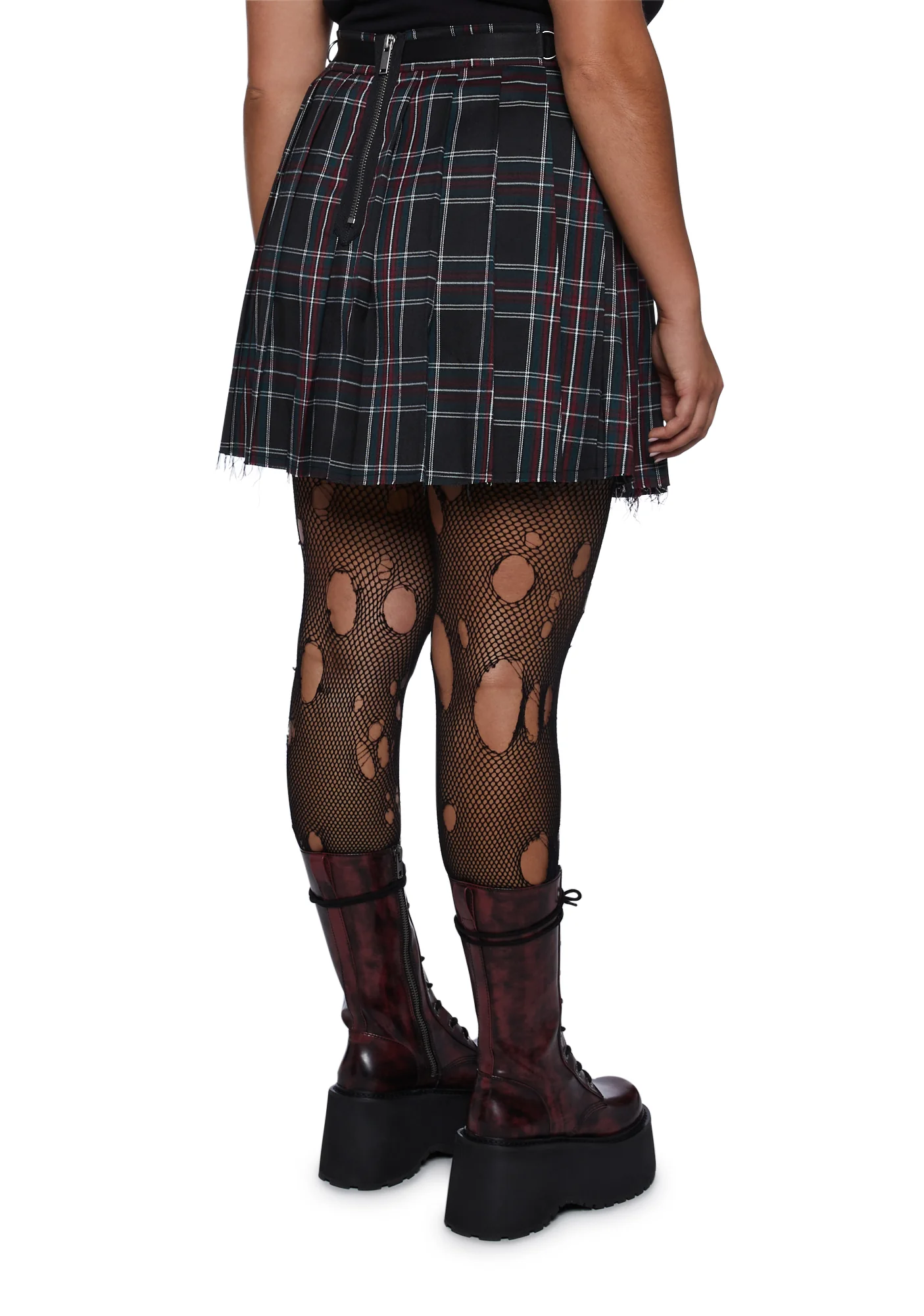 Plus Dress Code Plaid Skirt - Maroon - Image 4