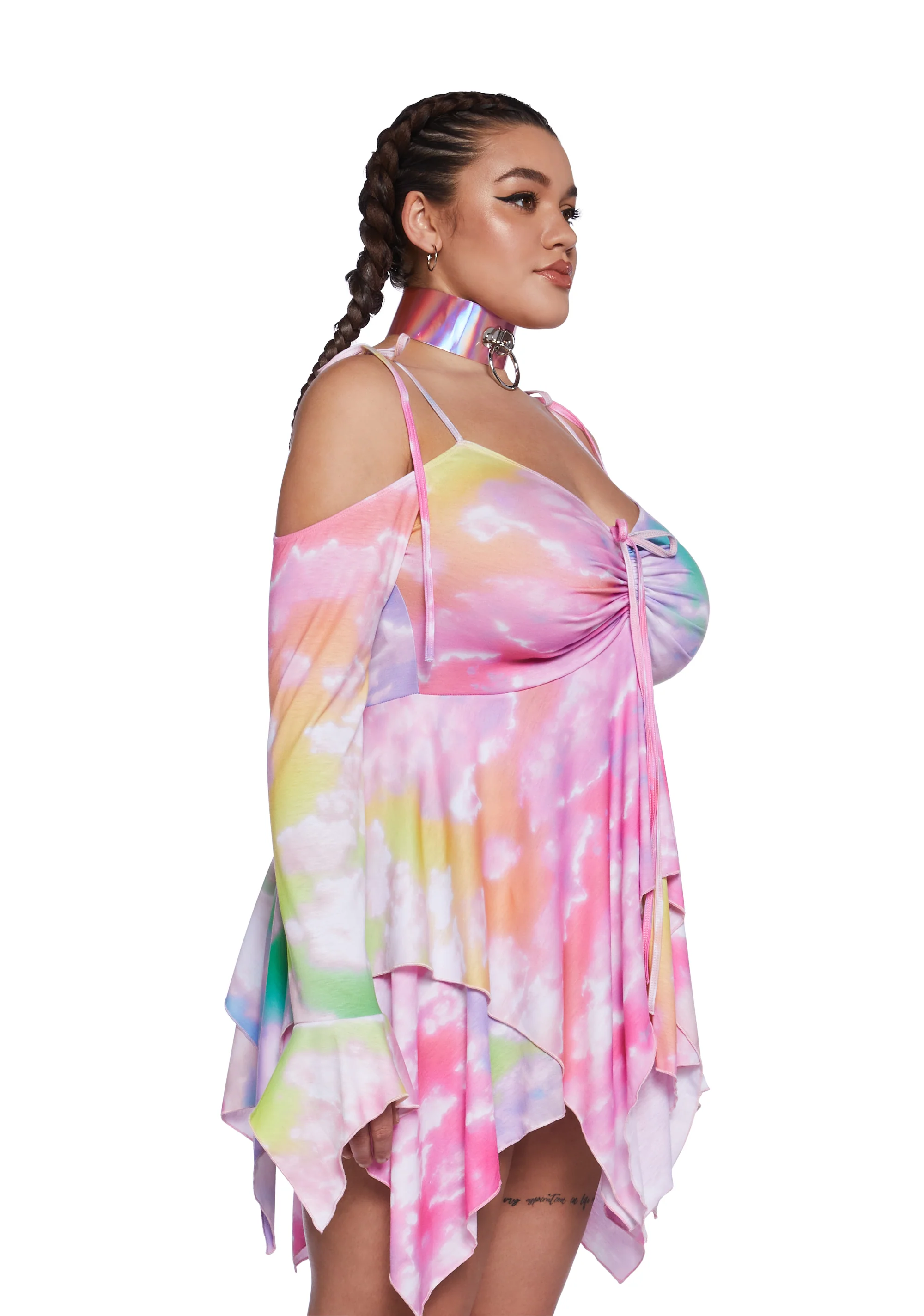 Plus F Is For Fairies™  Handkerchief Dress - Tie Dye Rainbow - Image 2