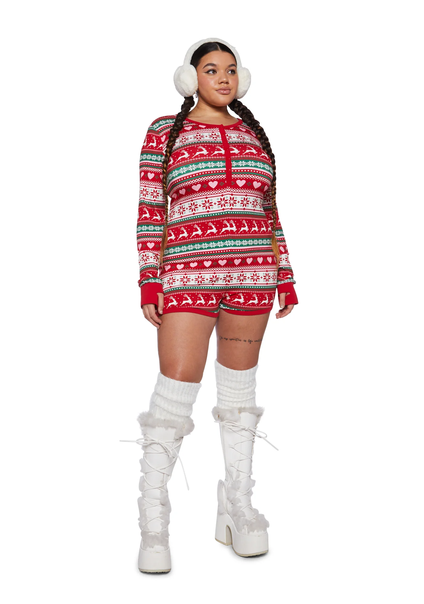Plus Snowy Soiree Knit Romper - Image 5
