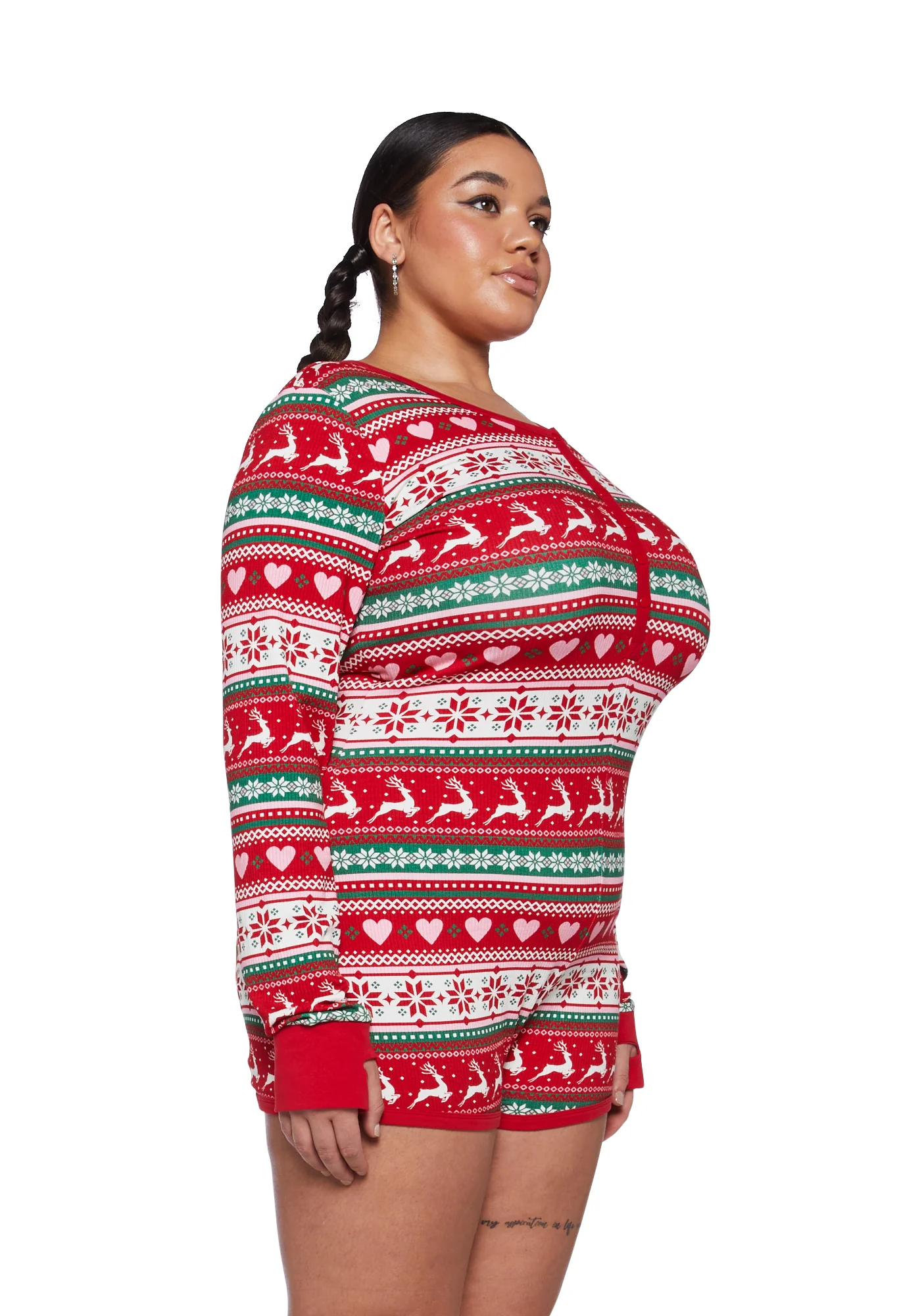 Plus Snowy Soiree Knit Romper - Image 9