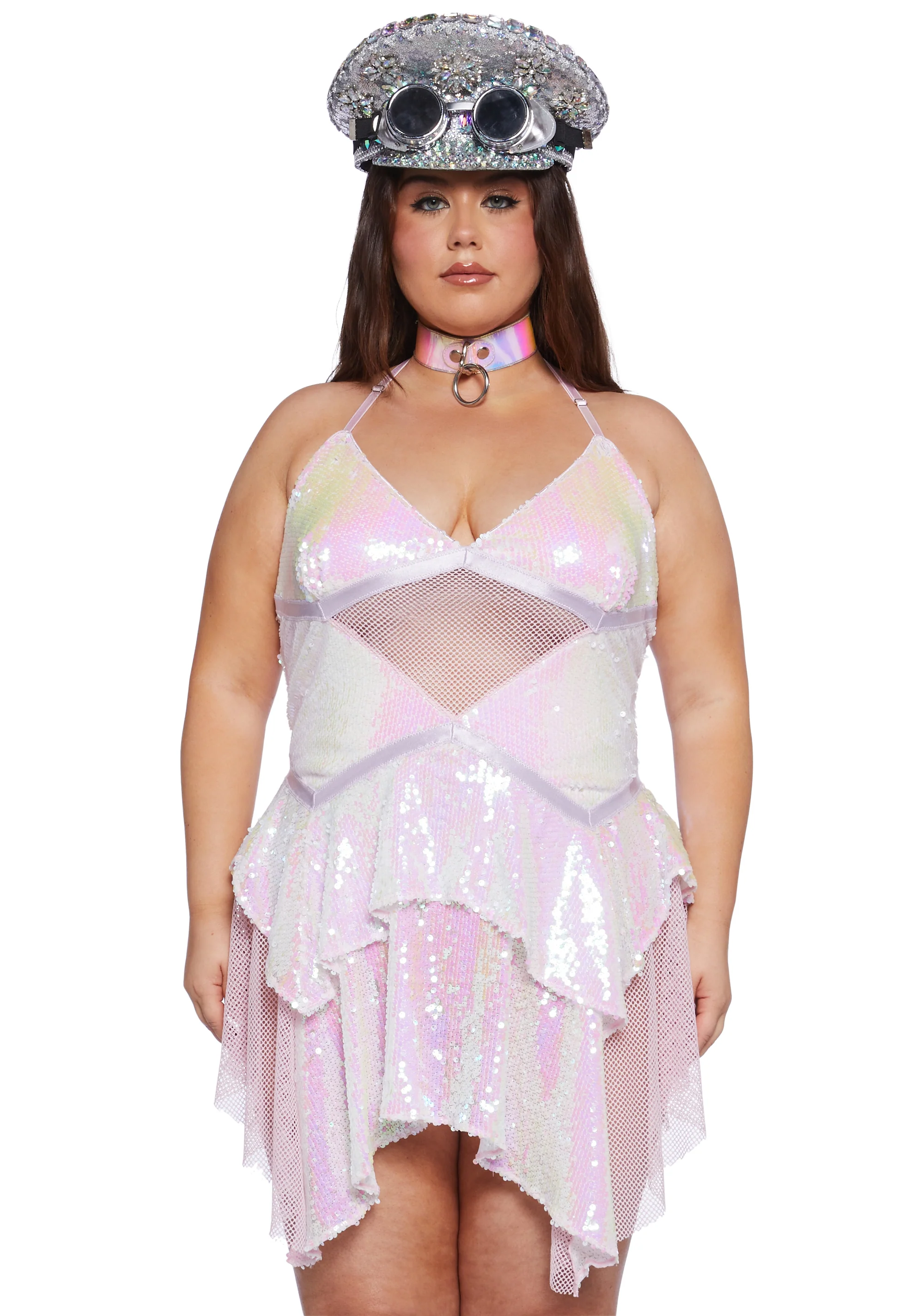 Plus Fantastical Firefly Mini Dress - Iridescent