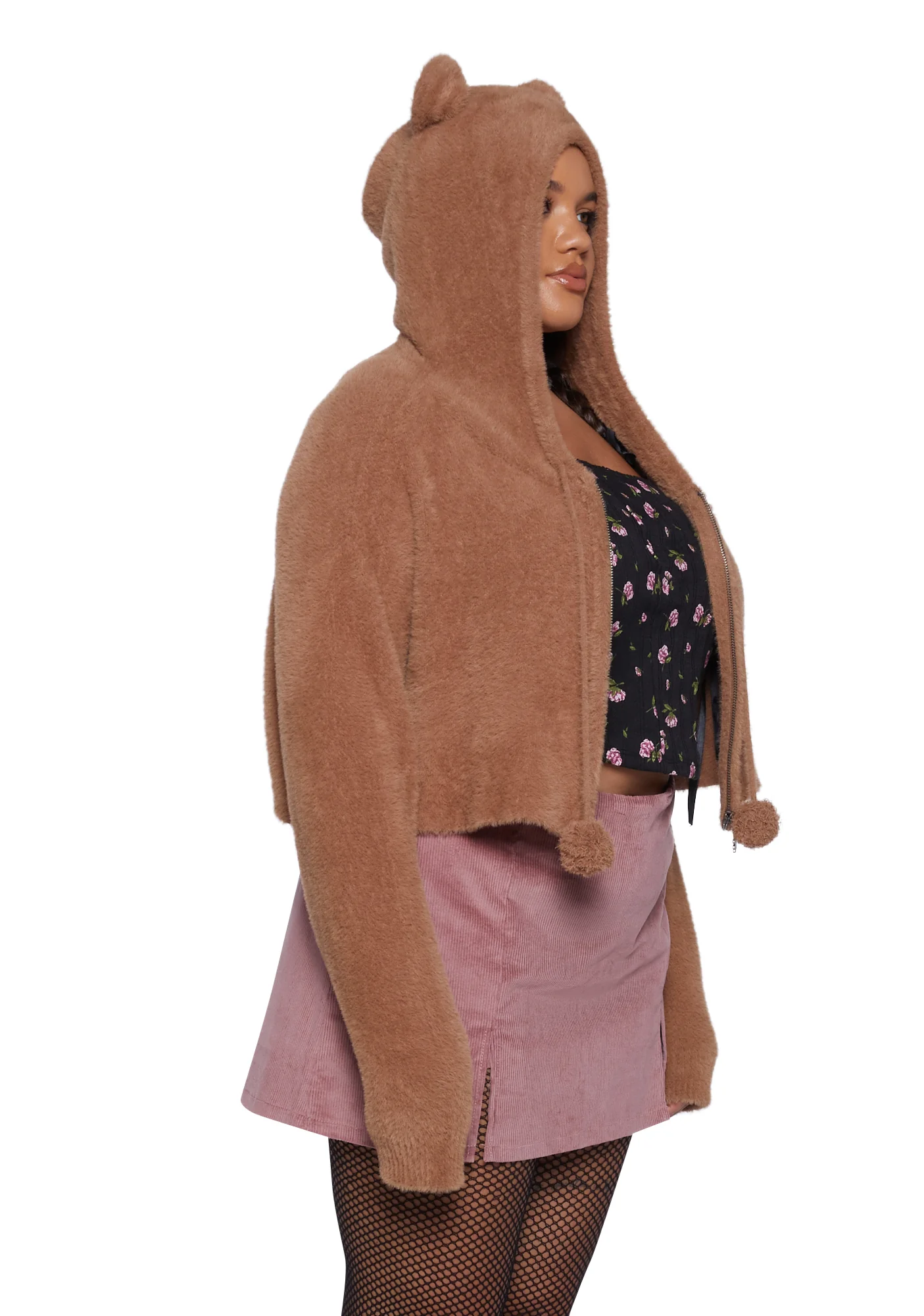 Plus Fuzzy Friend Faux Fur Hoodie - Image 3