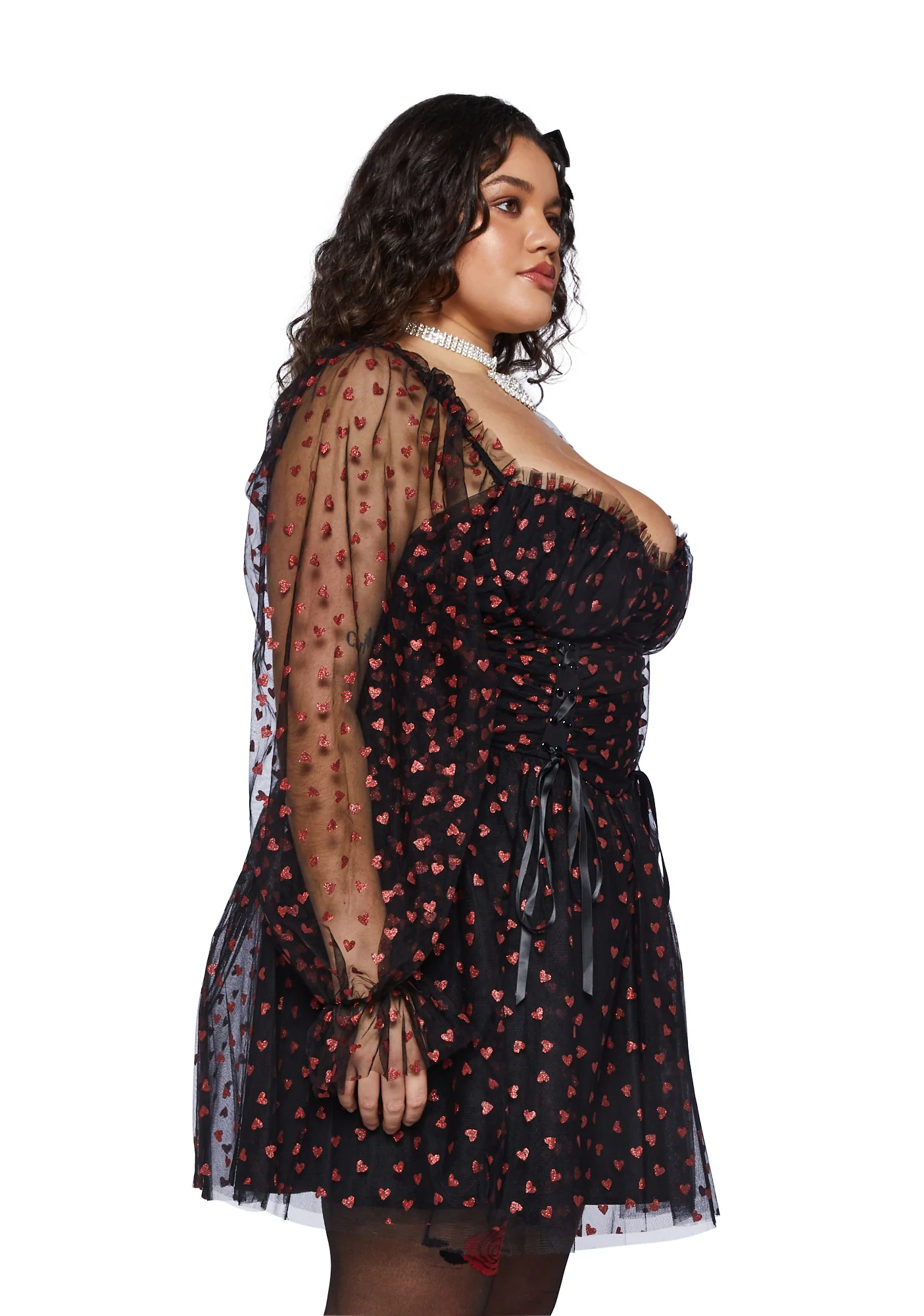 Plus Heavenly Affair Babydoll Dress-Black - Image 3