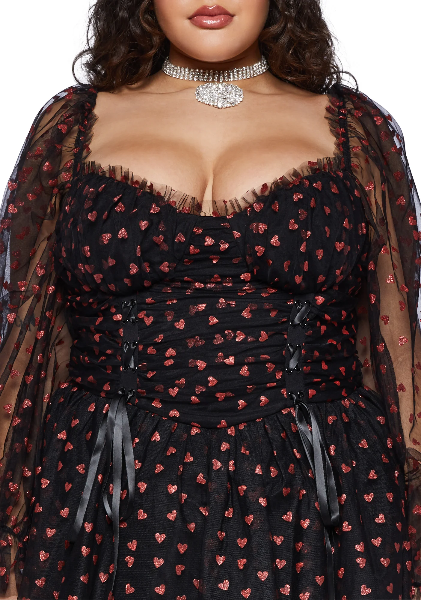 Plus Heavenly Affair Babydoll Dress-Black - Image 5