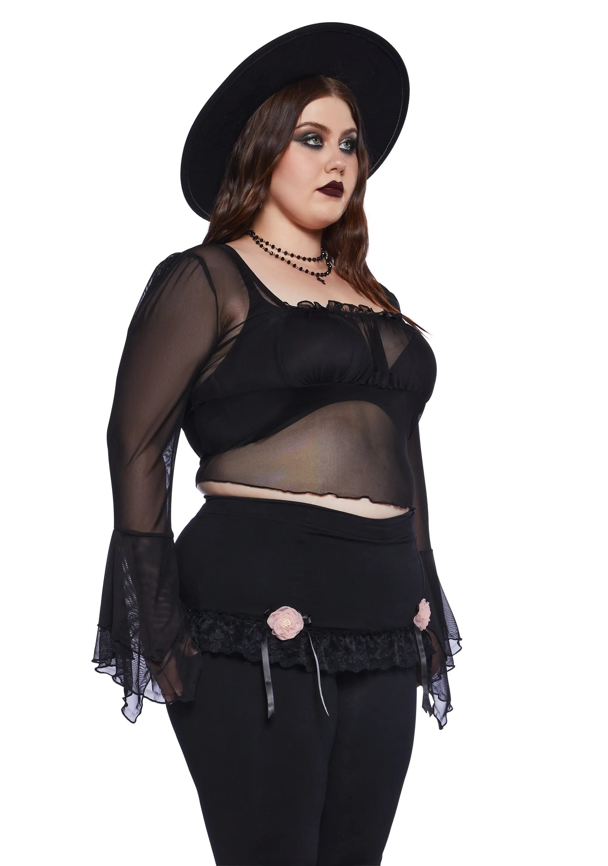Plus Into The Shadows Crop Top - Black - Image 3