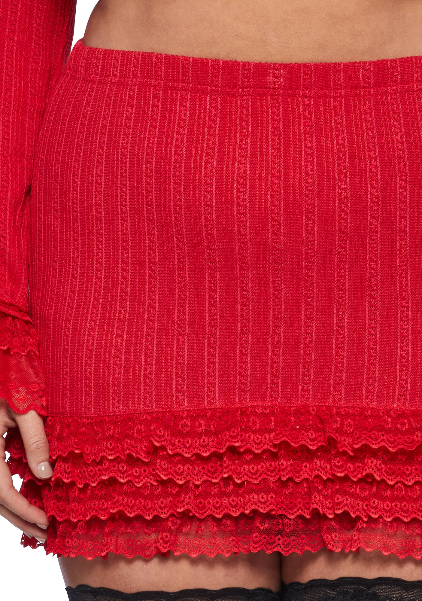 Plus Mistletoe Moves Mini Skirt-Red - Image 5
