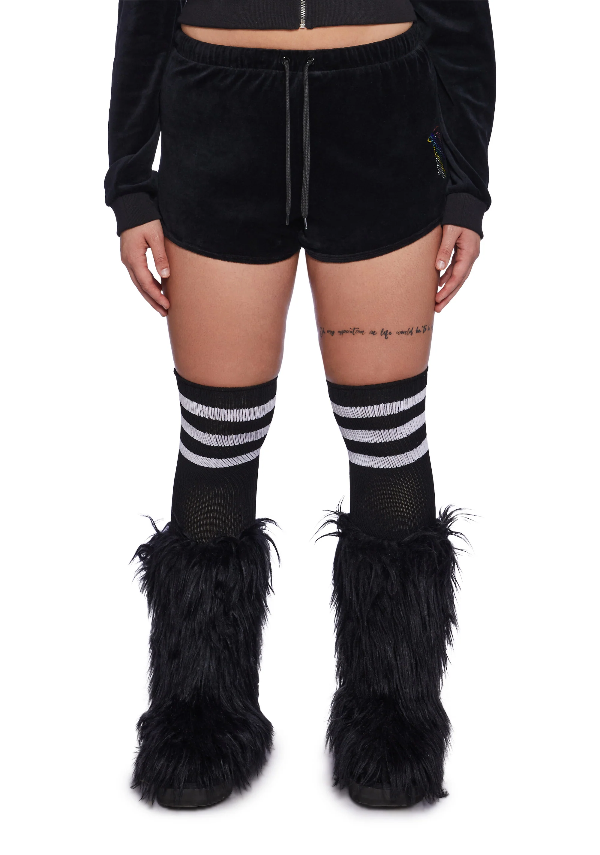Plus Keep It Glossy Velour Shorts - Rainbow - Image 4