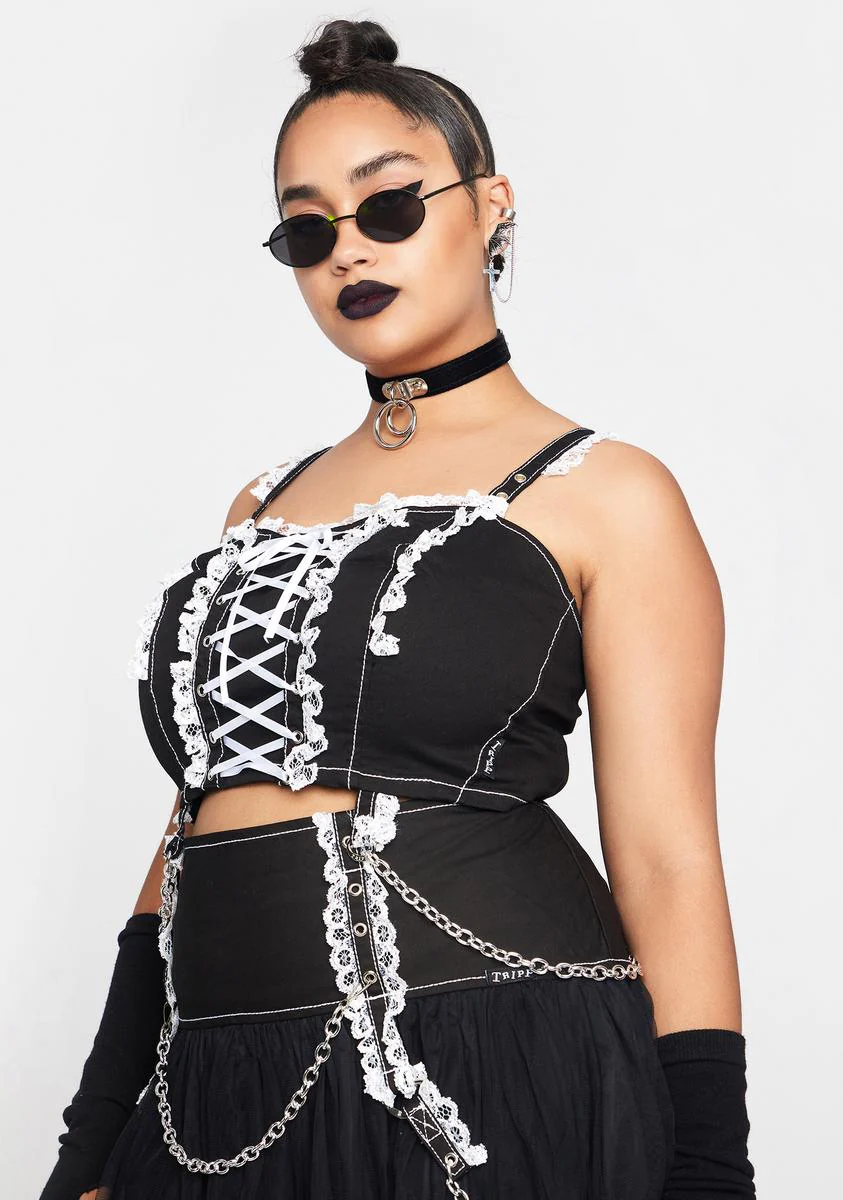 Plus Lace Crop Corset Top - Image 2