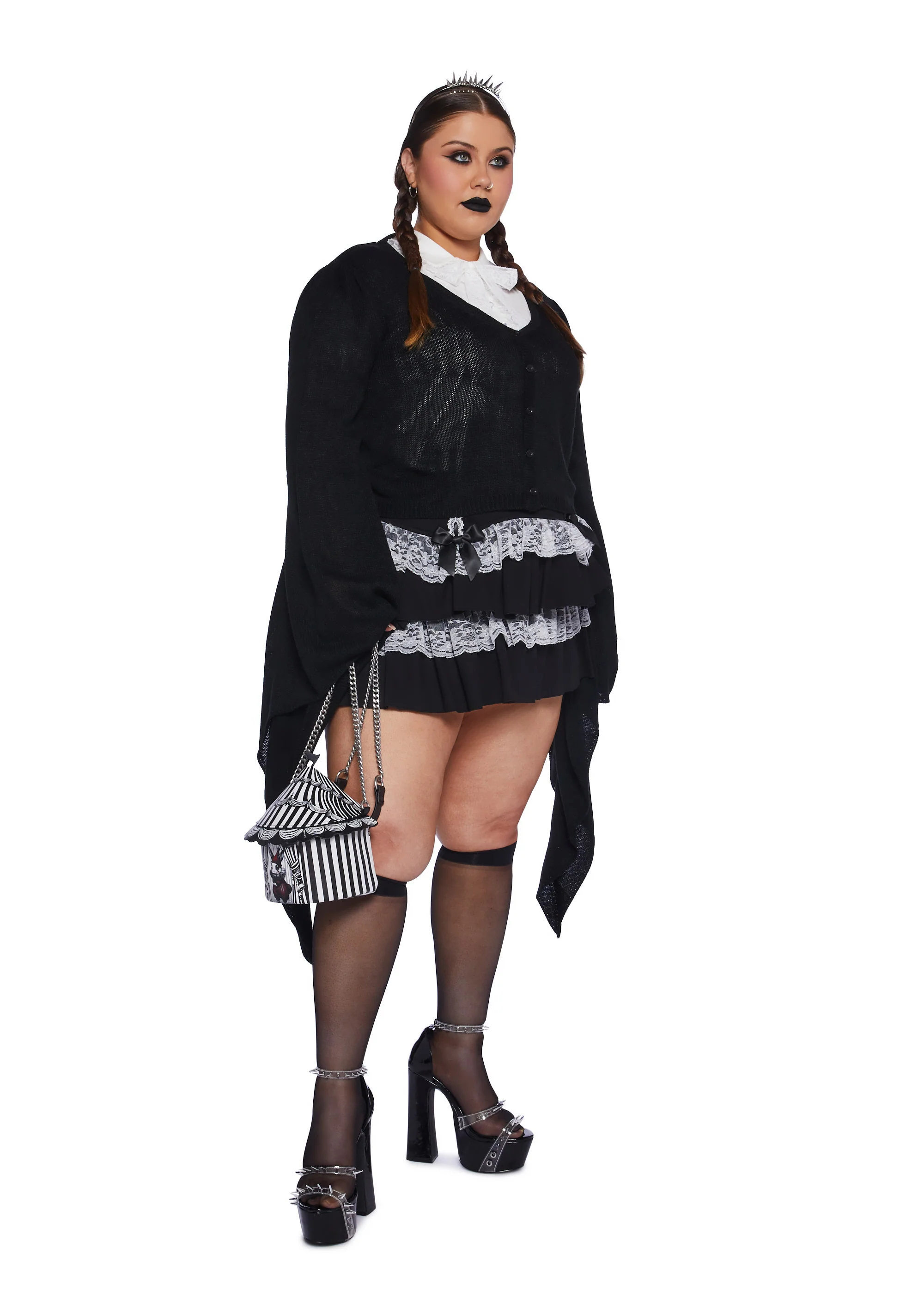 Plus Black Balloon Knit Cardigan - Image 3