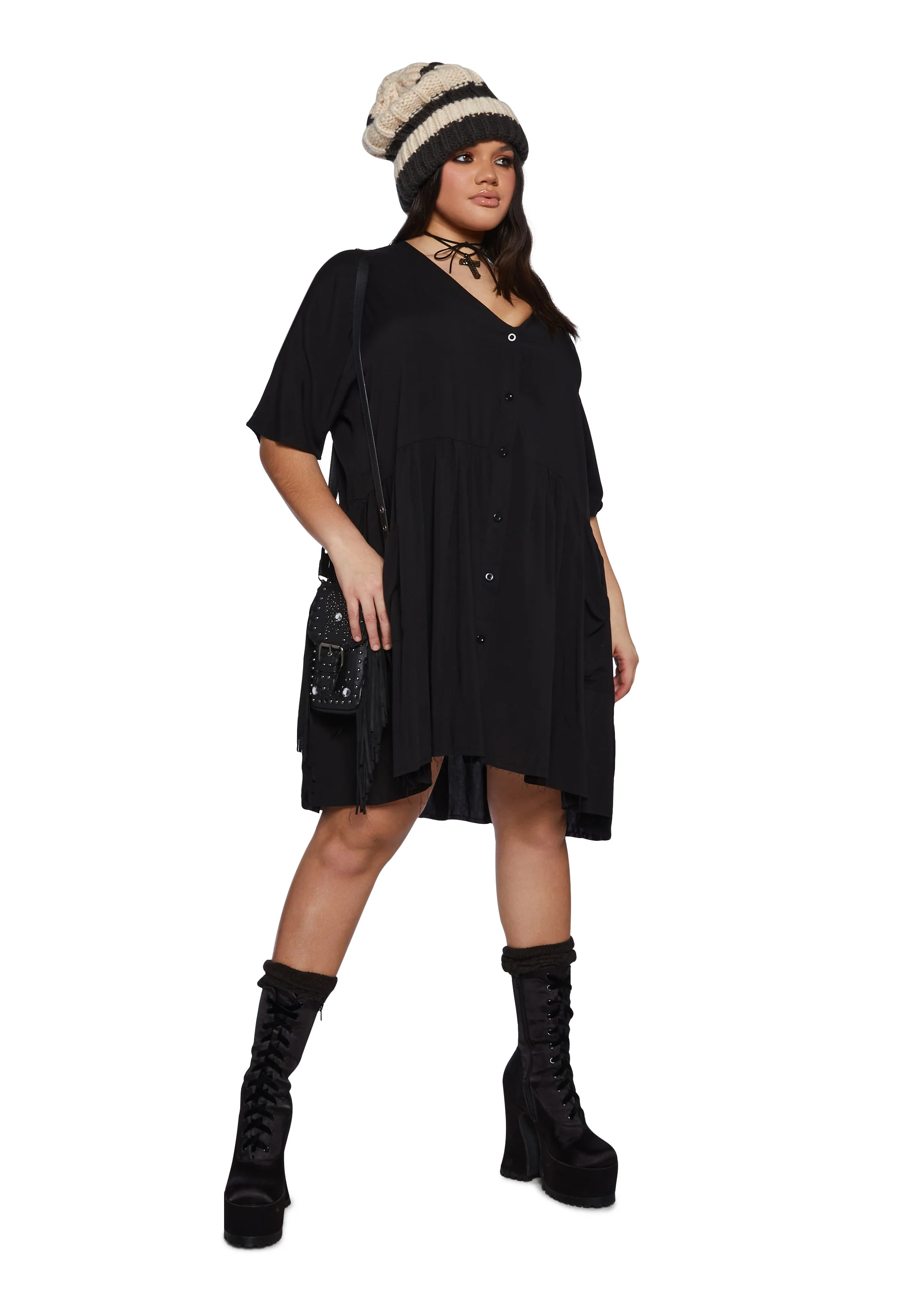 Plus Not Your Babydoll Dress - Black - Image 2