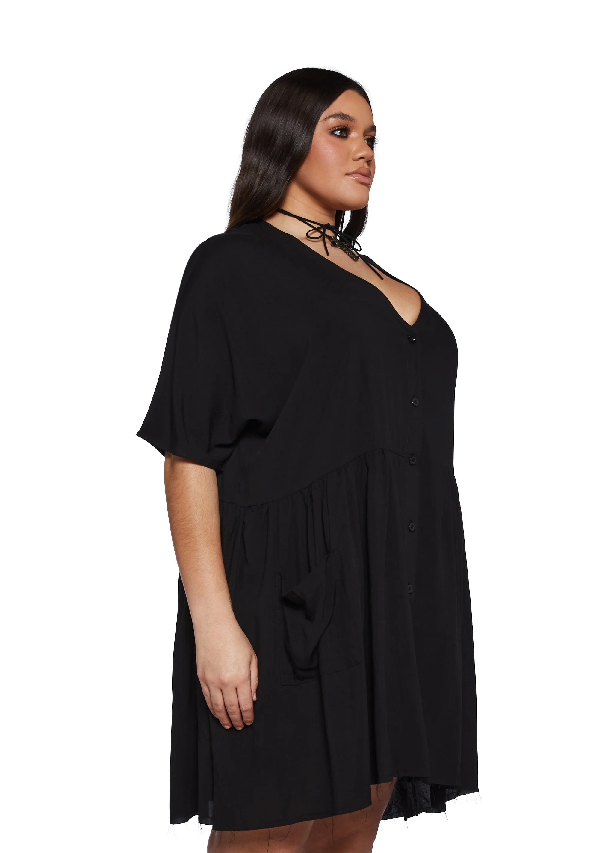 Plus Not Your Babydoll Dress - Black - Image 3
