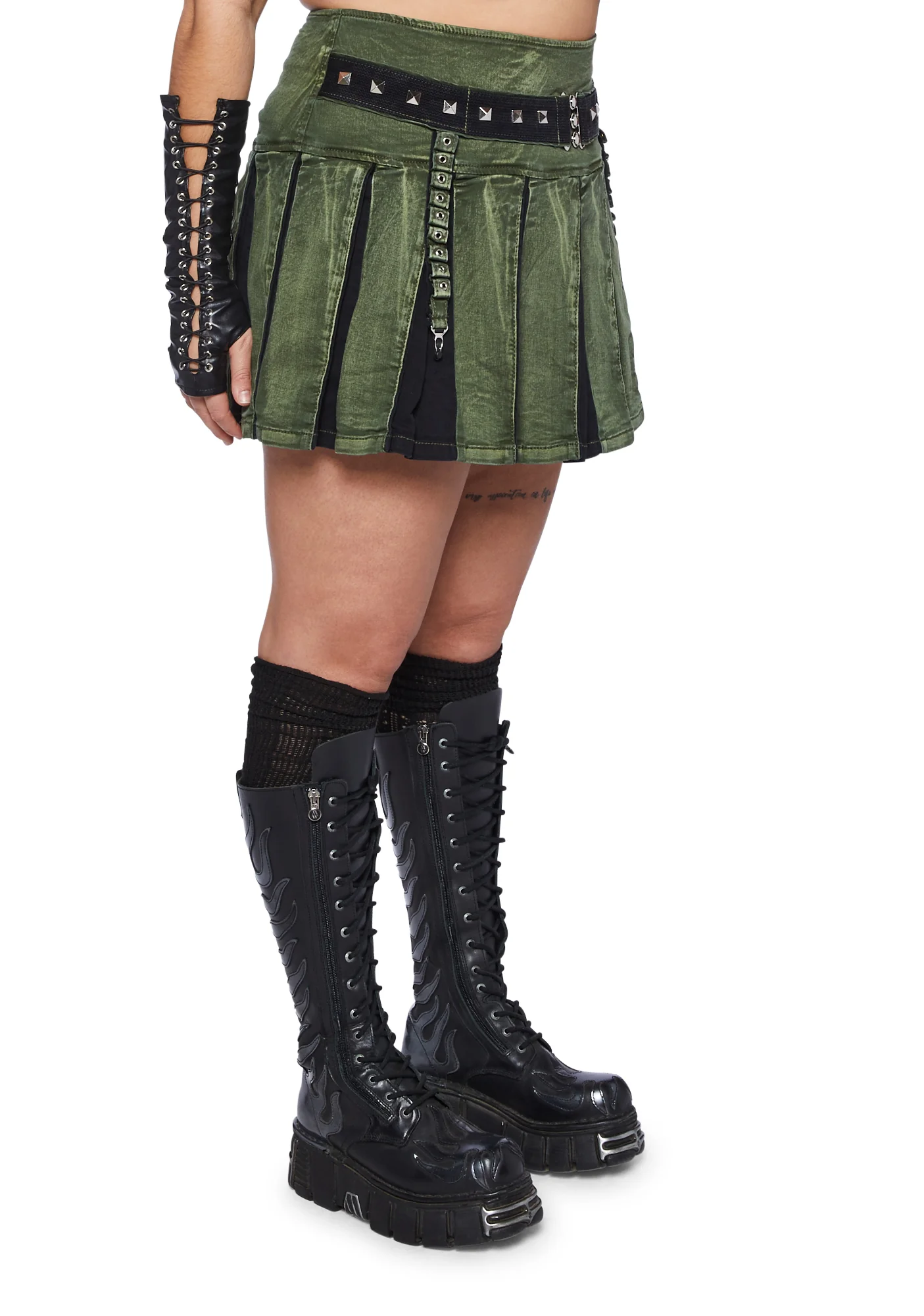 Plus Peace Pleated Skirt - Green - Image 3