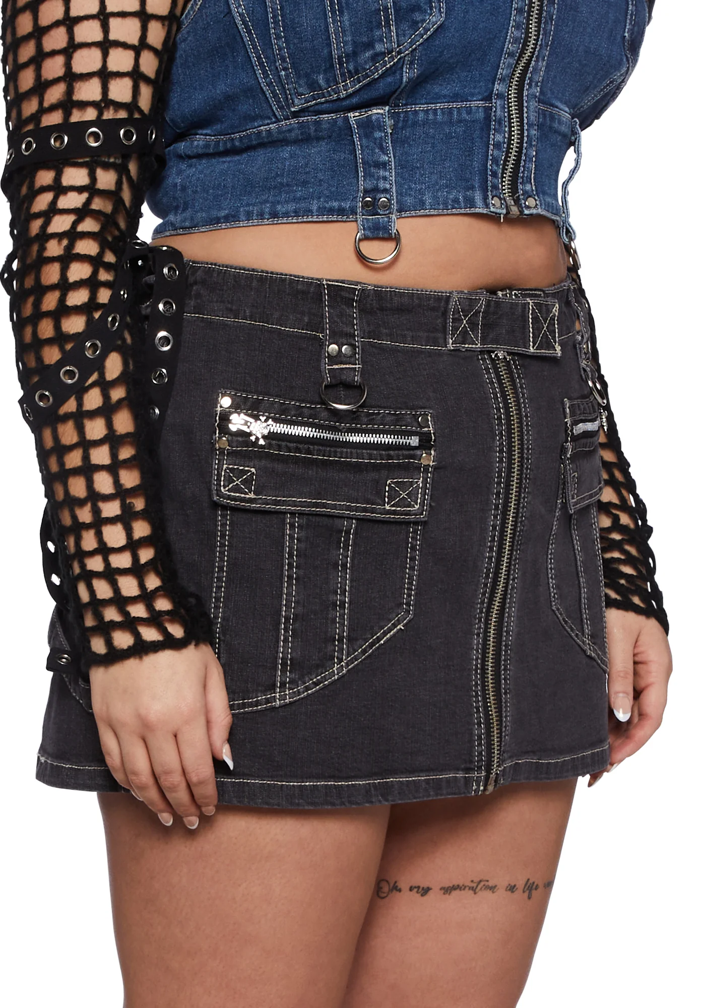Plus Power Denim Skirt - Black - Image 5