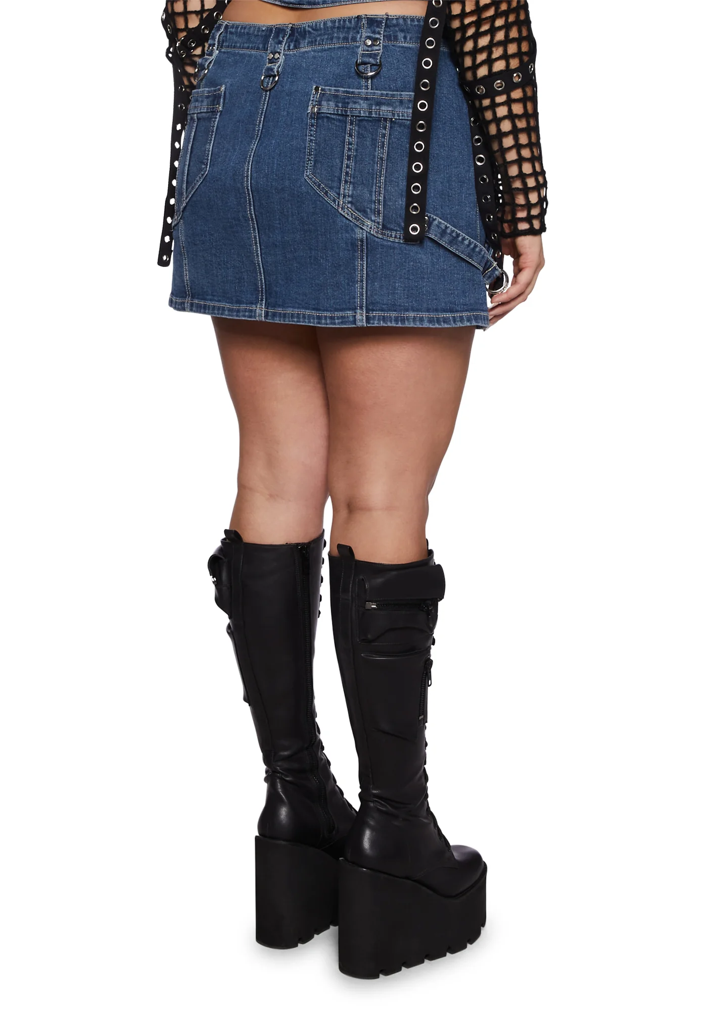 Plus Power Denim Skirt - Blue - Image 4