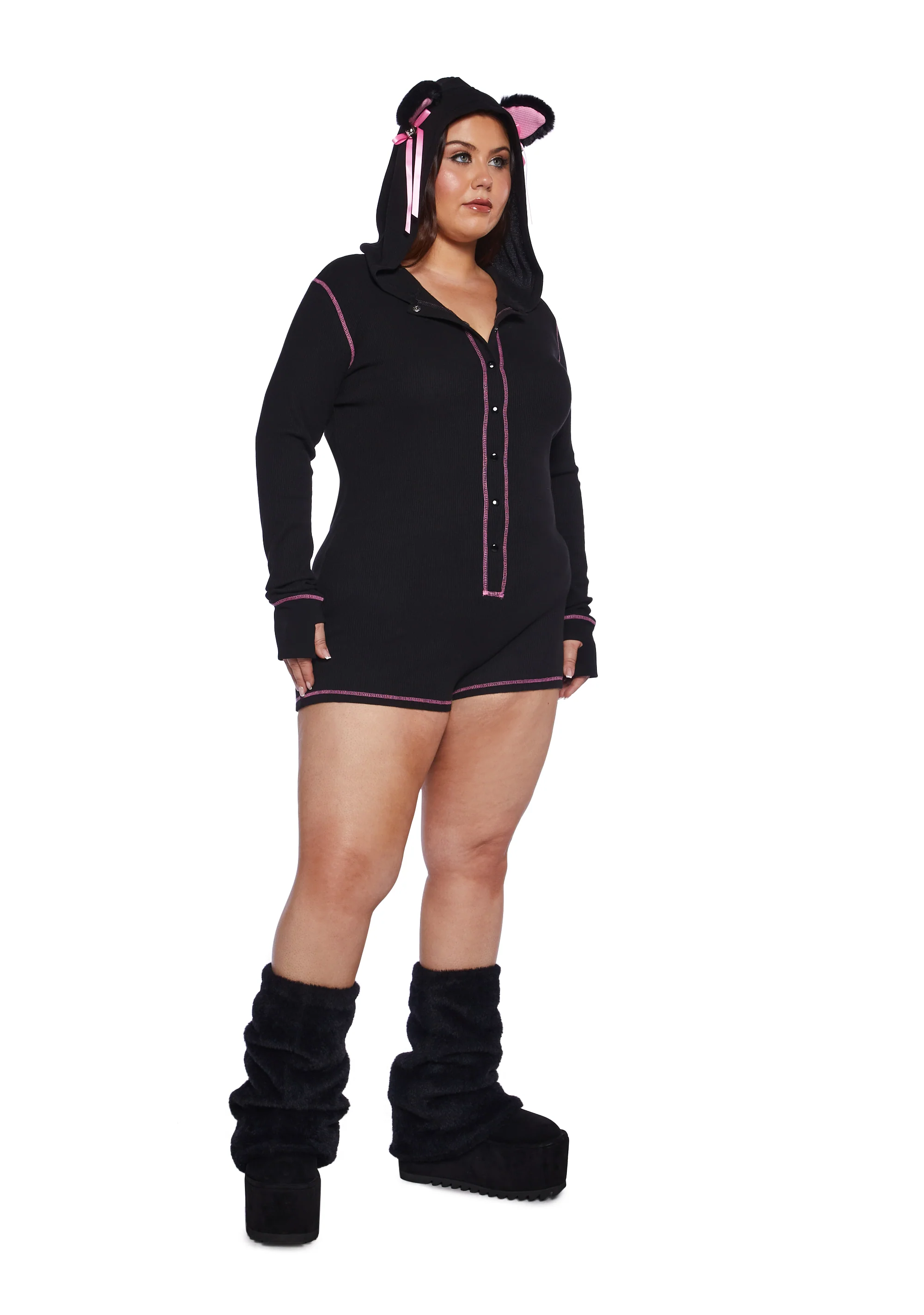 Plus Purrfectly Dark Cat Romper - Image 2