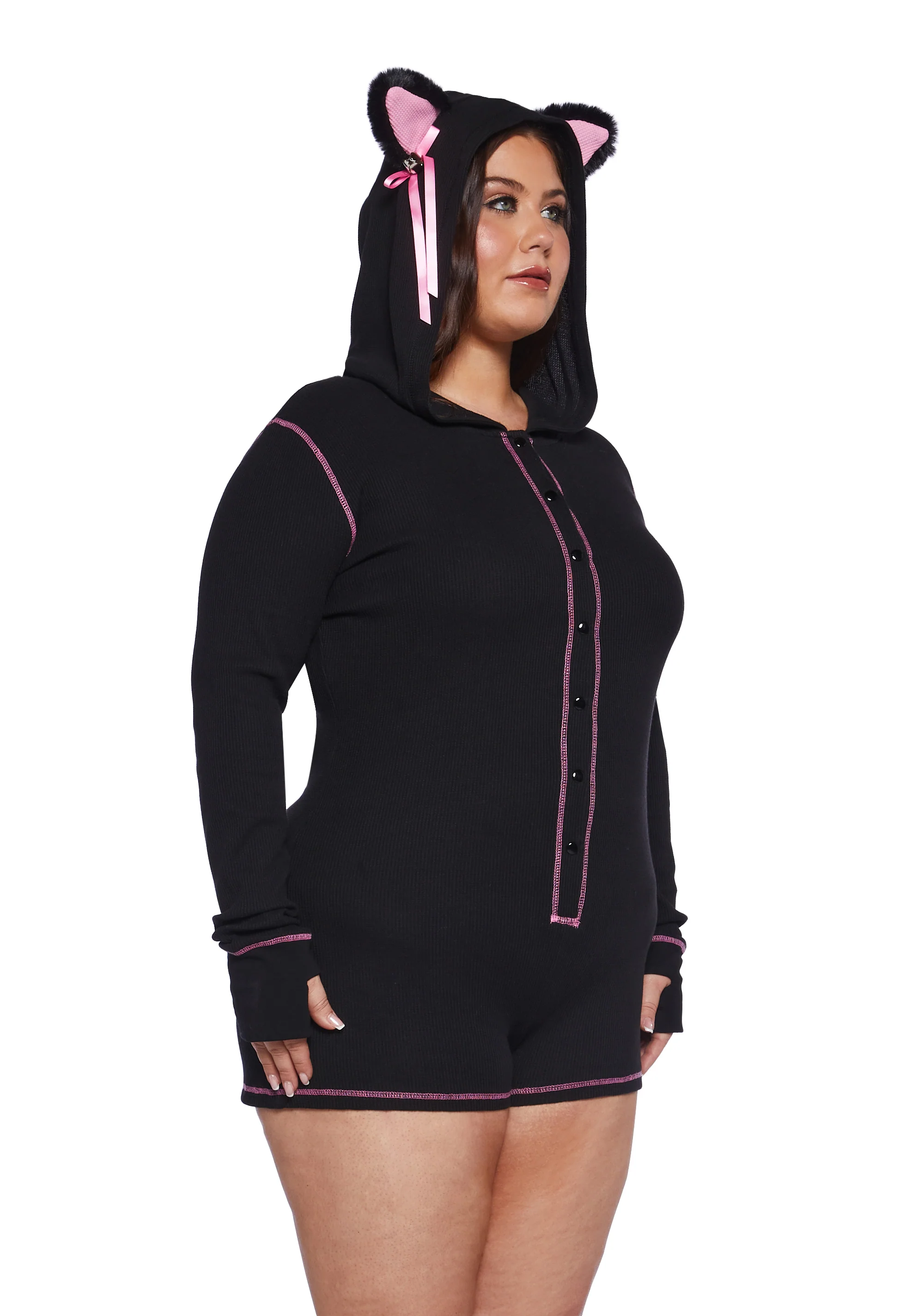 Plus Purrfectly Dark Cat Romper - Image 3