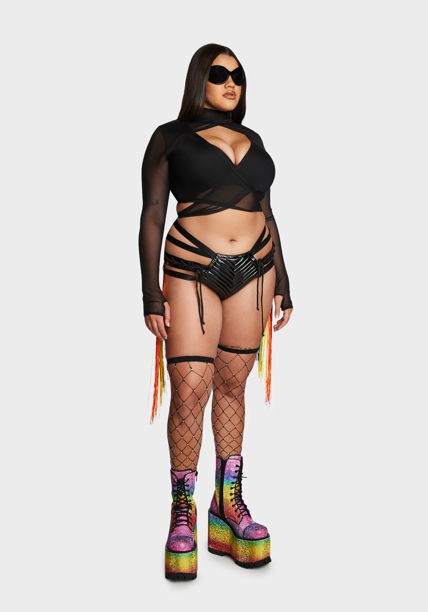 Plus Technicolor Trip Fringe Wrap Top - Image 5