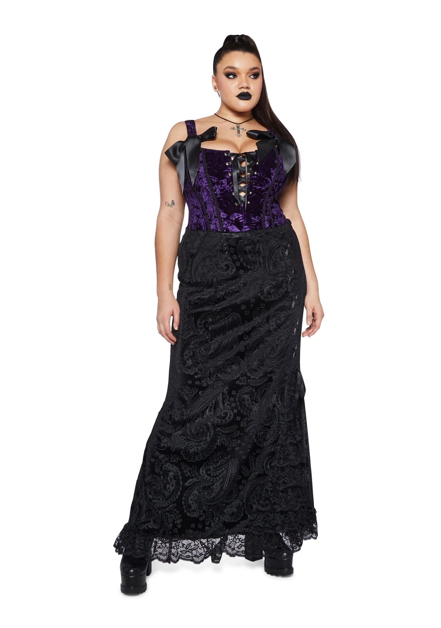 Plus Veiled Sorrows Maxi Skirt - Image 4