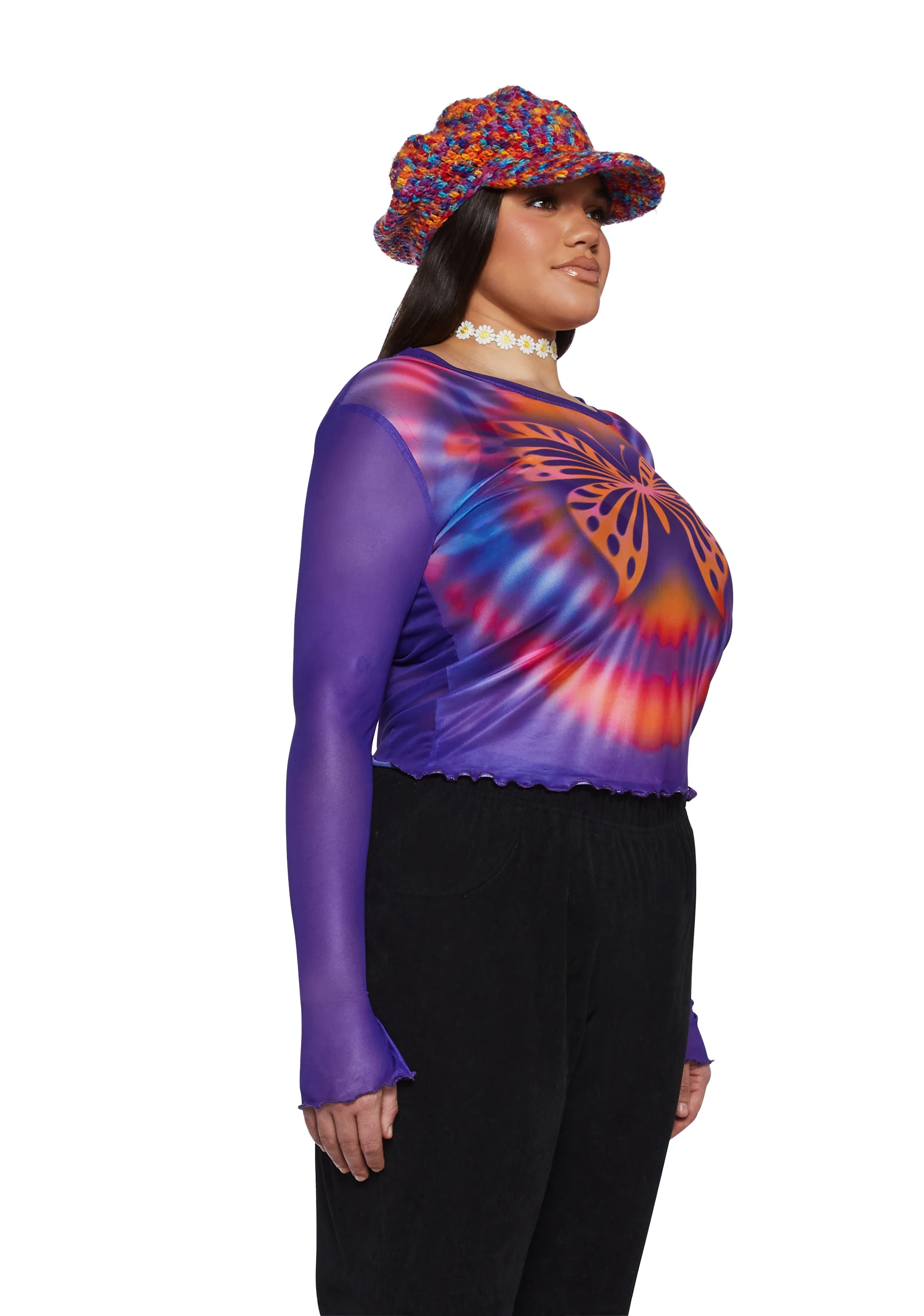 Plus Whimsical Summer Long Sleeve Top - Image 4