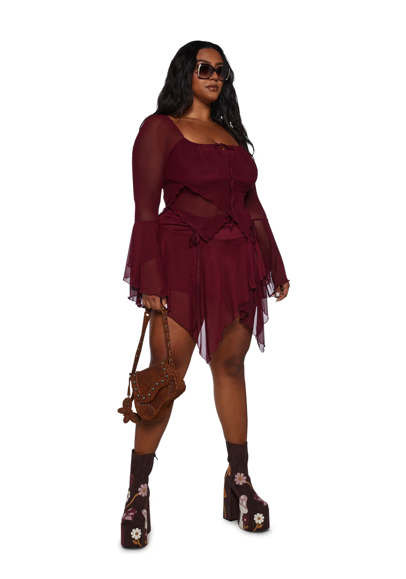 Plus Wild Attraction Mesh Top-Red - Image 5