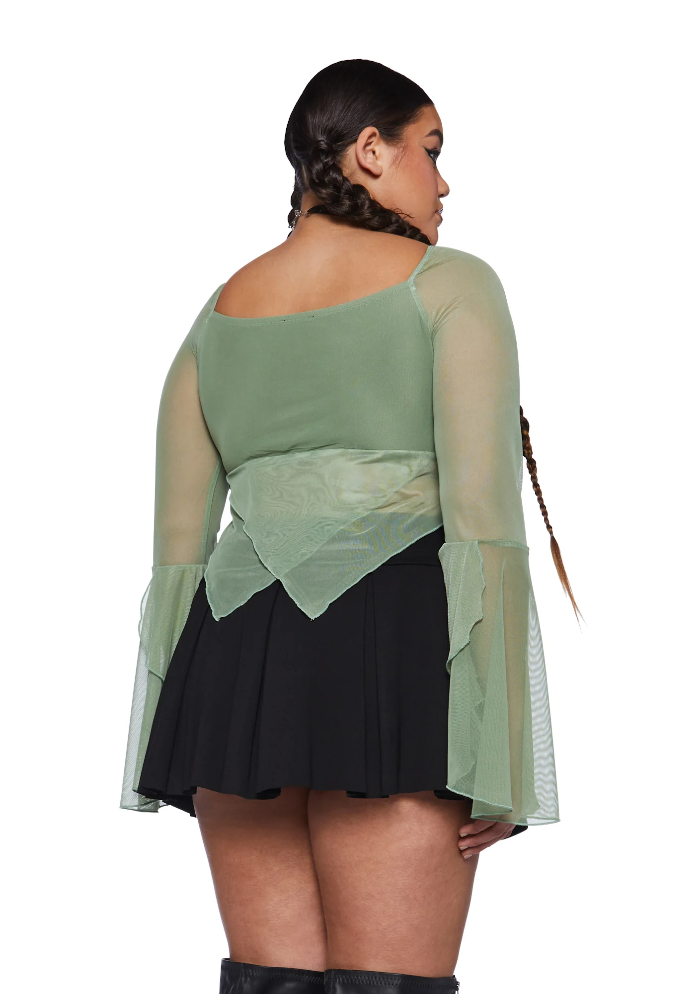 Plus Wild Attraction Mesh Top-Green - Image 4