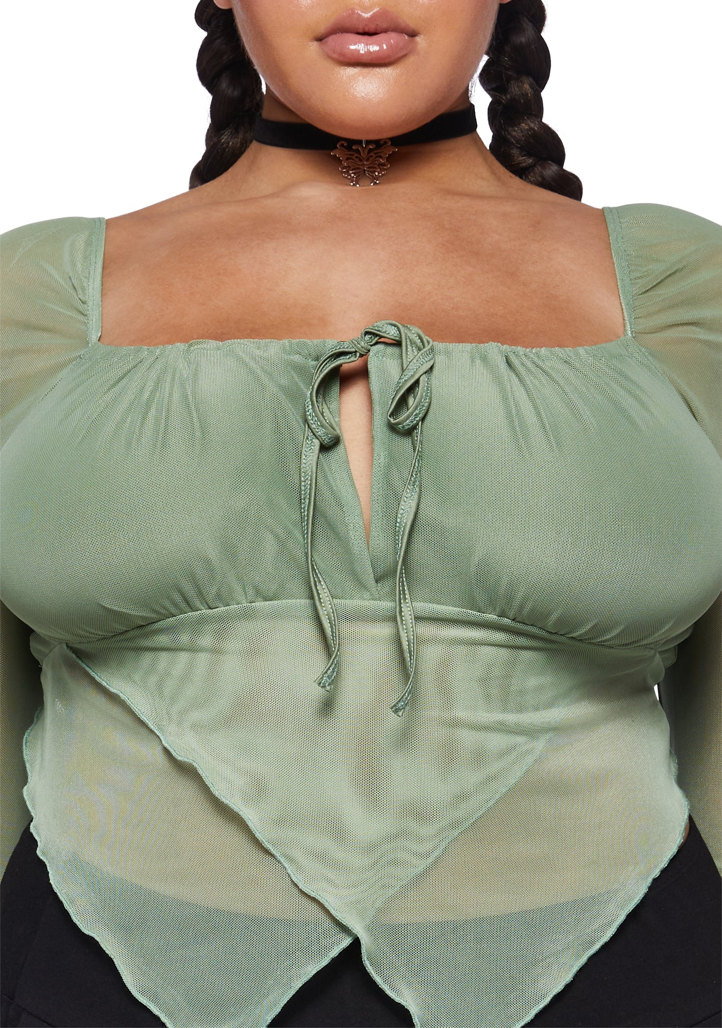 Plus Wild Attraction Mesh Top-Green - Image 5