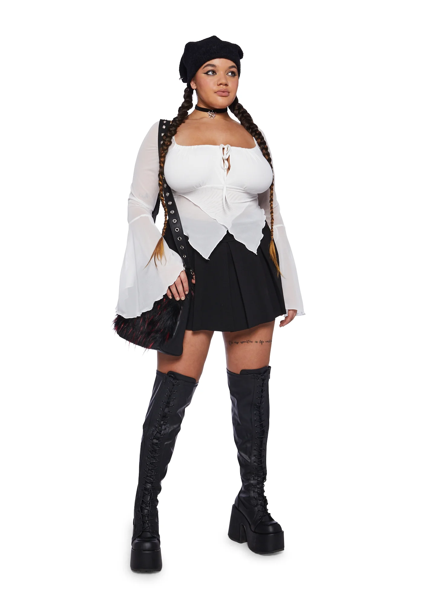 Plus Wild Attraction Mesh Top-Off White - Image 2
